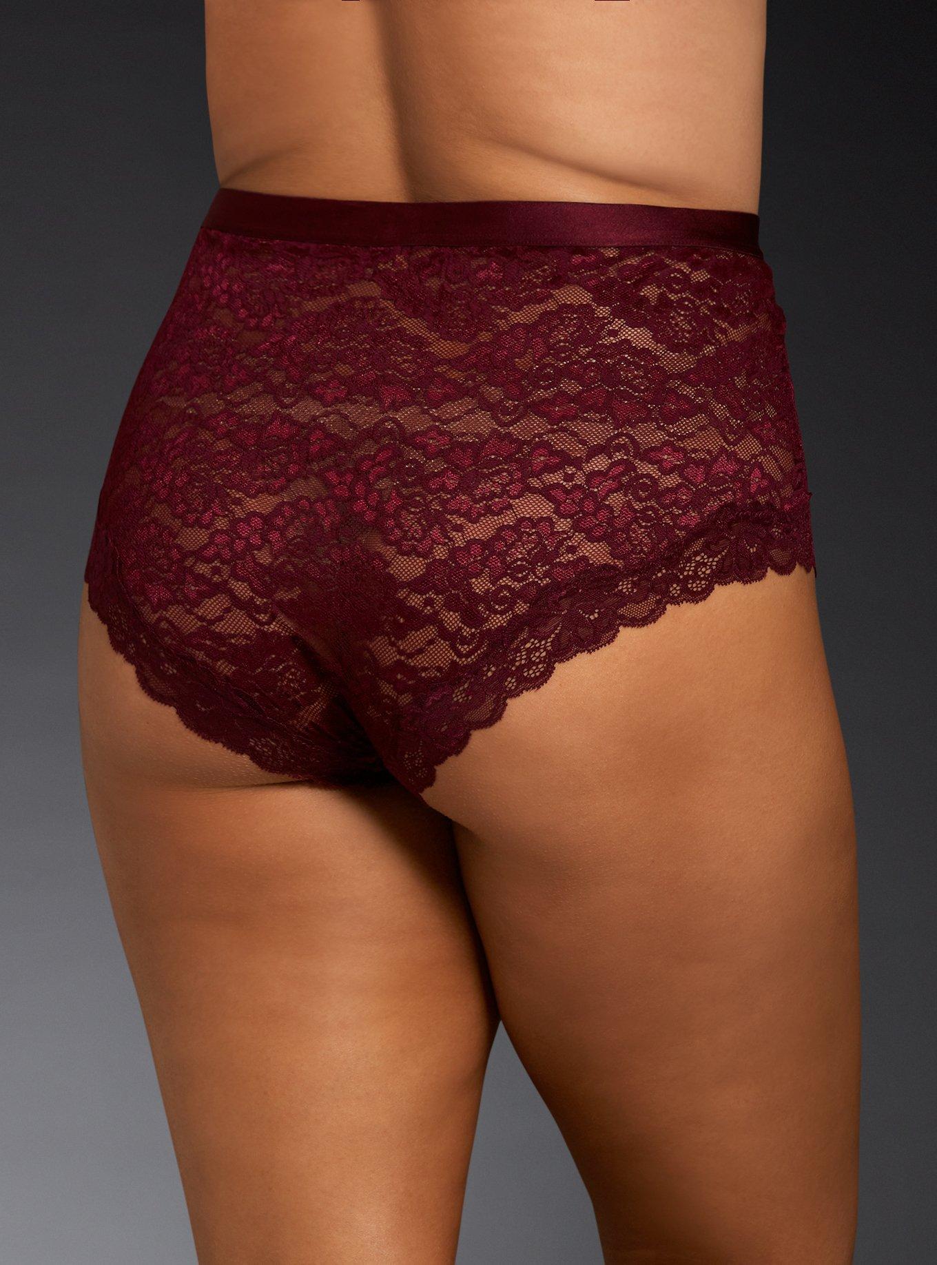 Plus Size High Waist Lace Cheeky Panty, NONEC, alternate