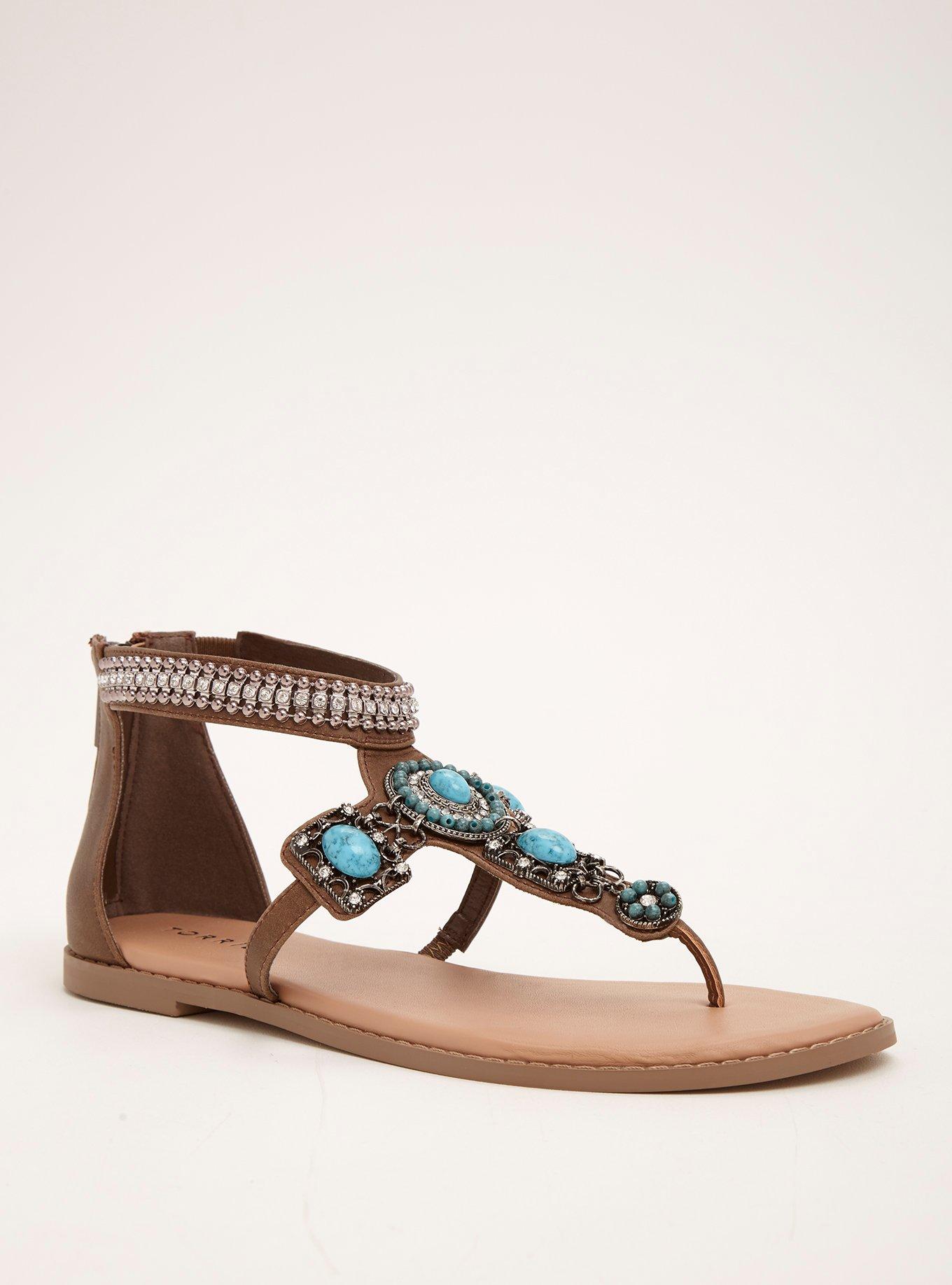 Plus Size - Turquoise T-Strap Sandals (Wide Width) - Torrid