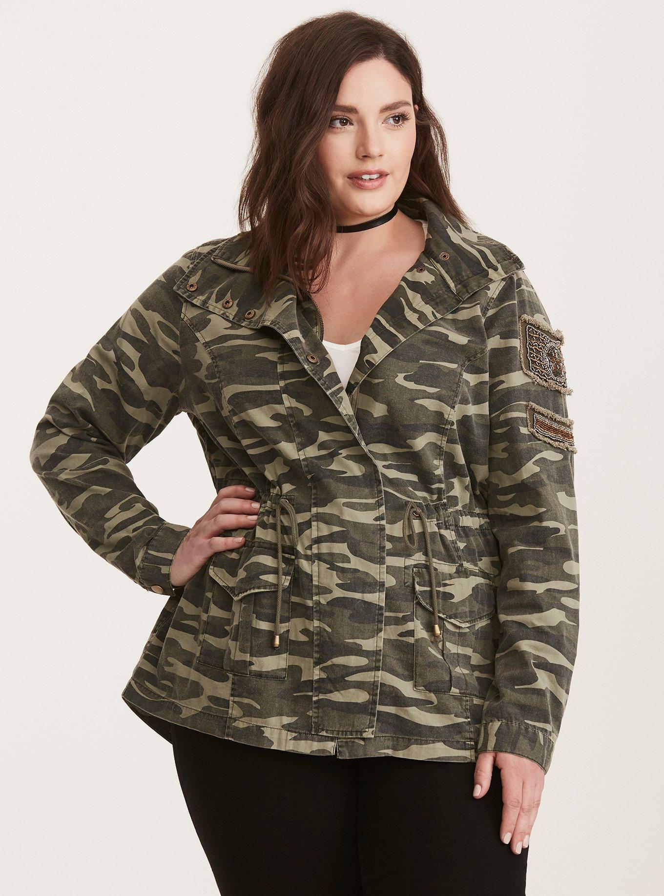 Women's plus size hot sale camouflage jacket