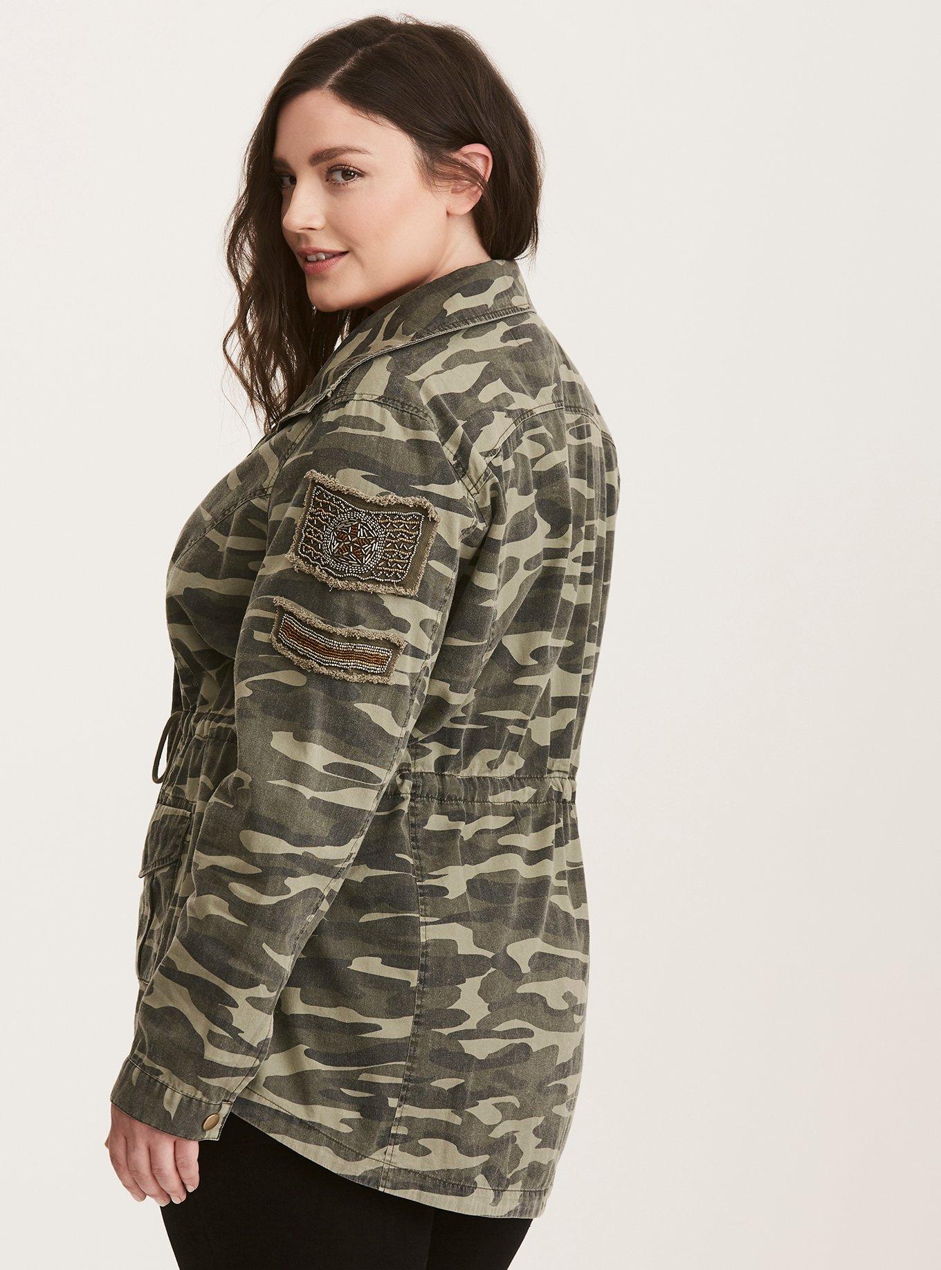 Khaki Camo Print Utility Jacket