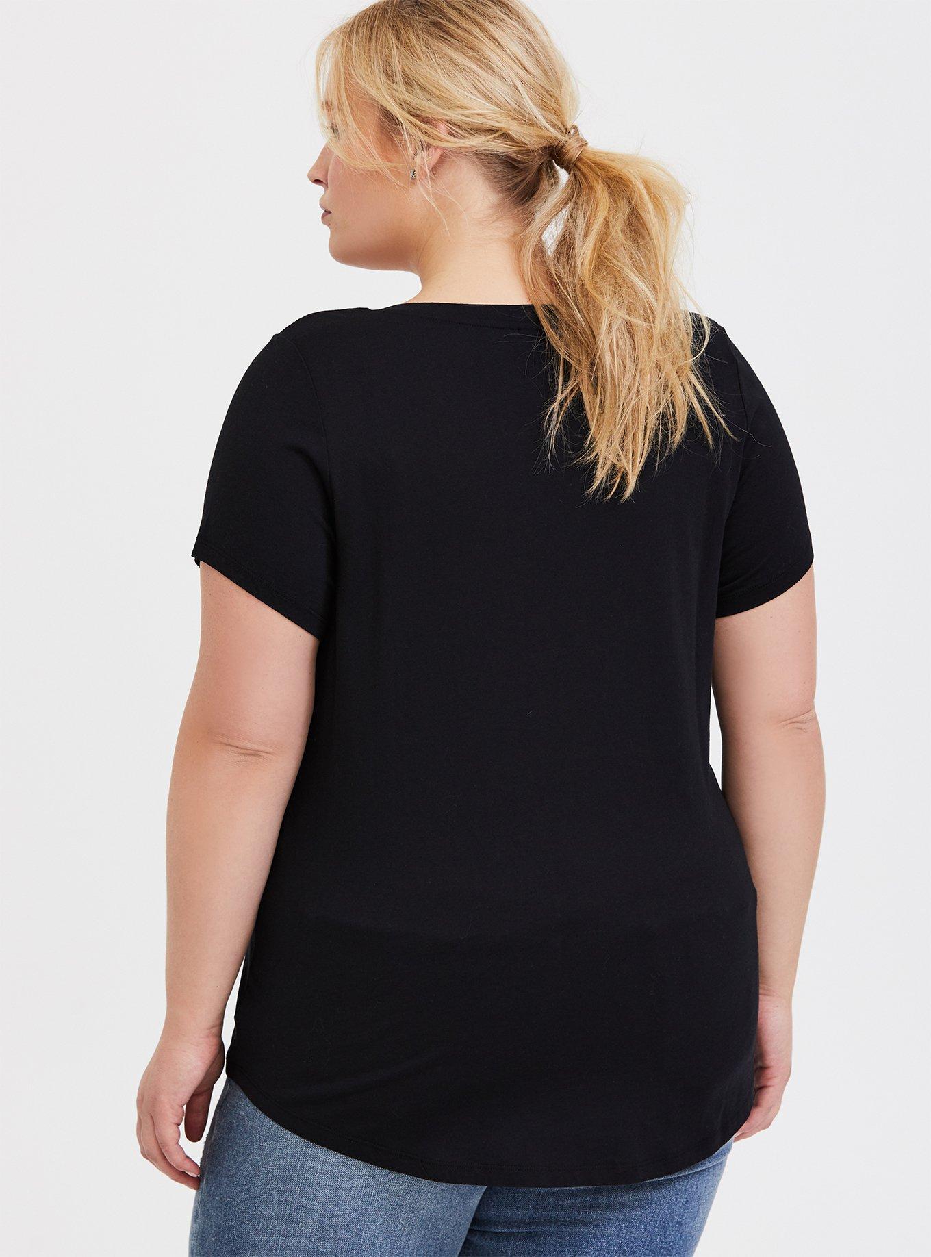 Girlfriend Heritage Slub V-Neck Tee, BLACK, alternate