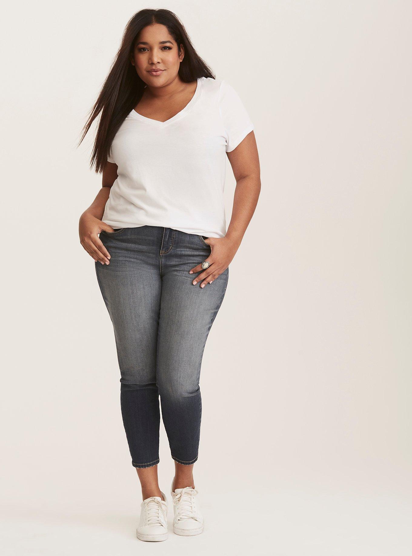 Girlfriend Heritage Slub V-Neck Tee, BRIGHT WHITE, alternate