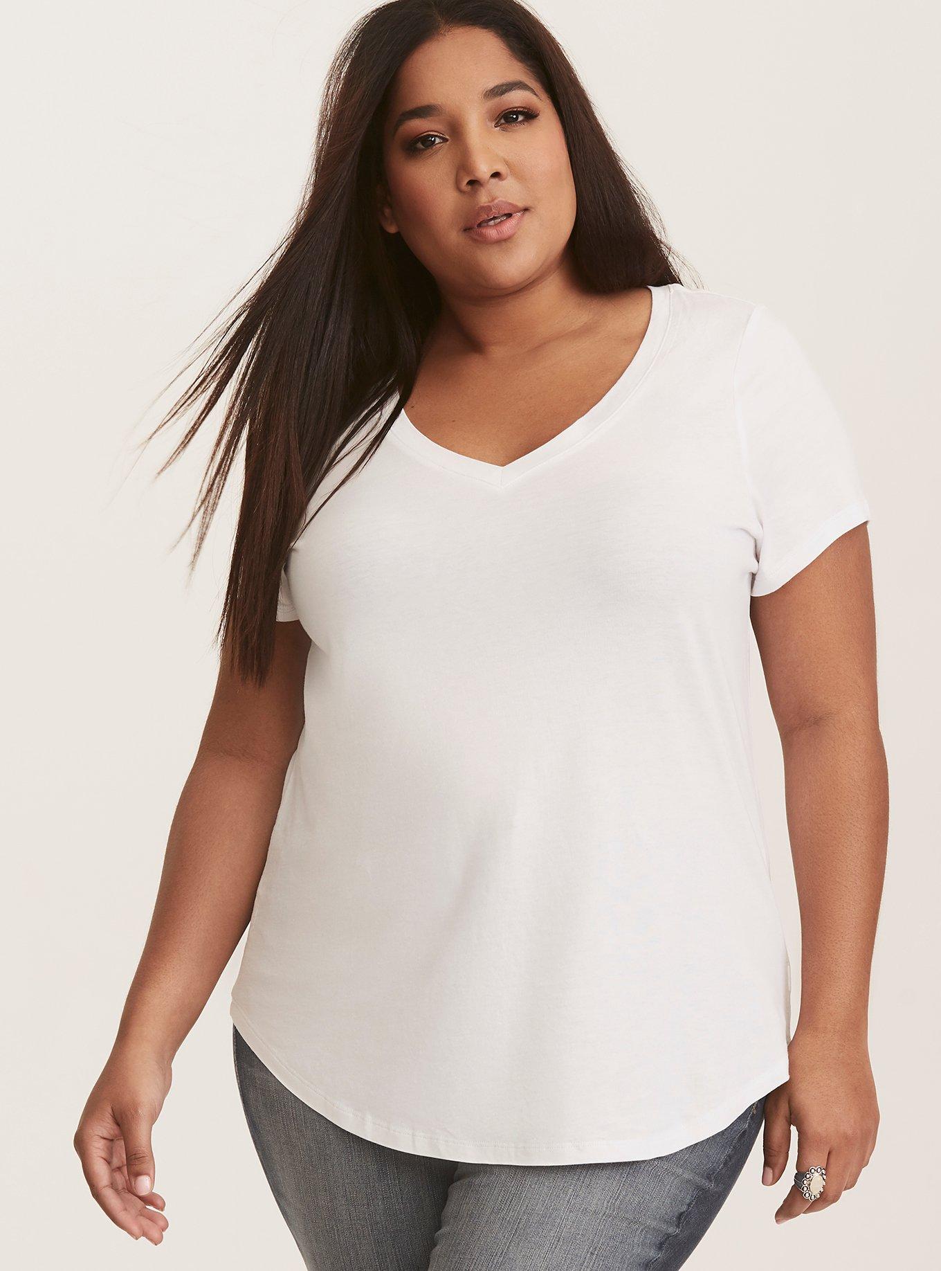 Girlfriend Heritage Slub V-Neck Tee, BRIGHT WHITE, hi-res