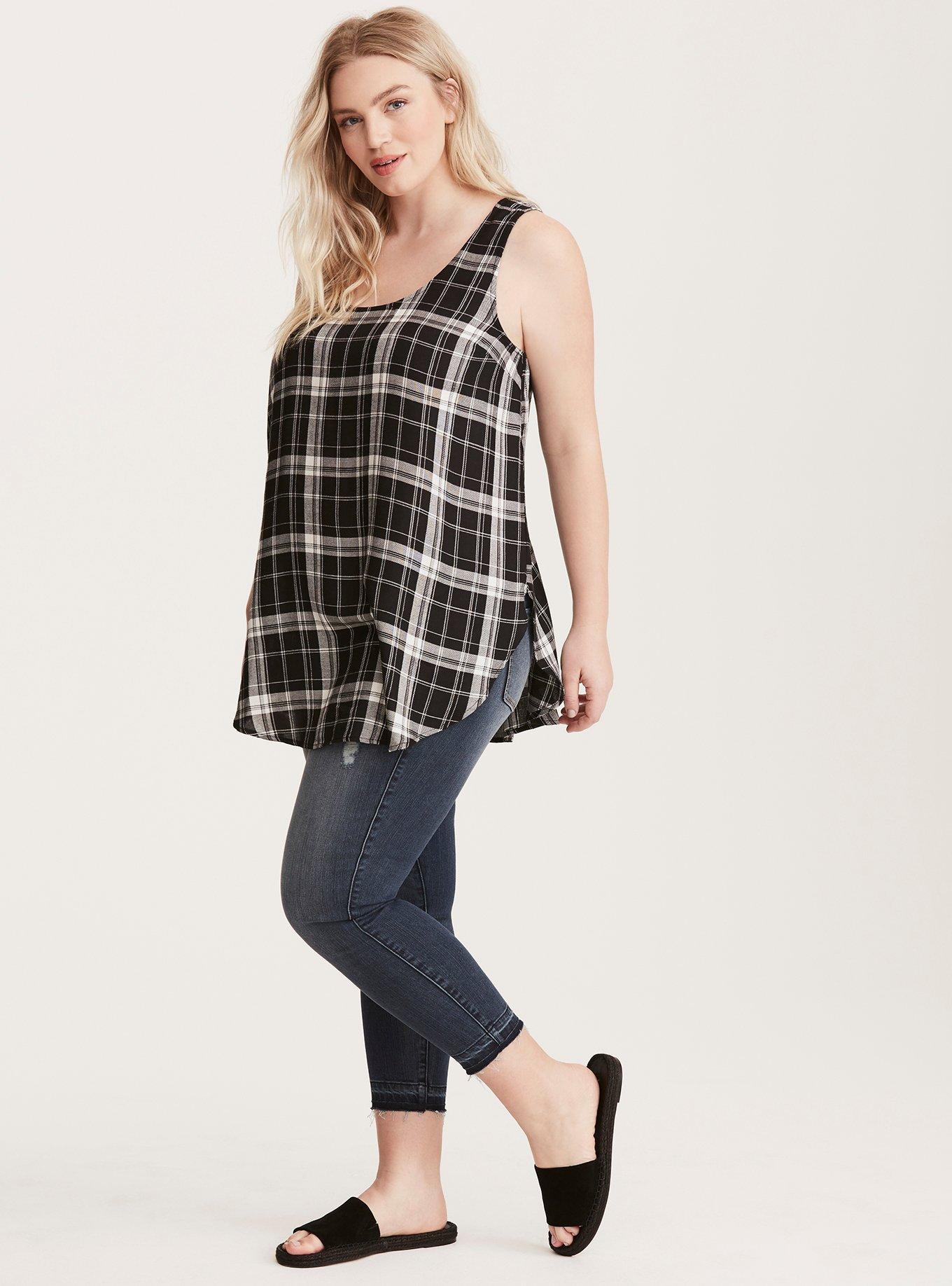 Plaid Scoop Tank Top, PLAID, alternate