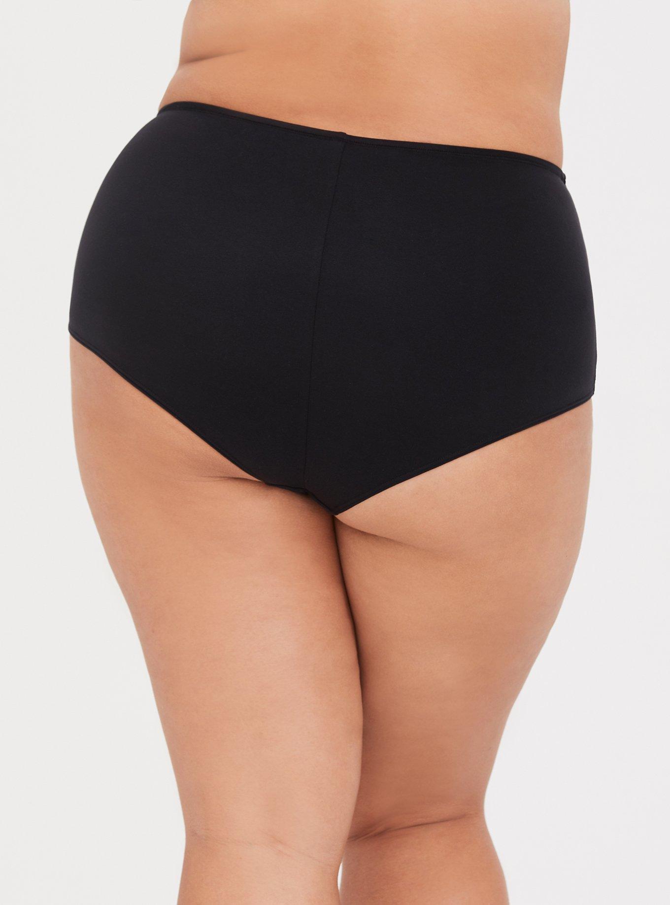 Plus Size Torrid Curve Body Mid-Rise Brief Panty, RICH BLACK, alternate