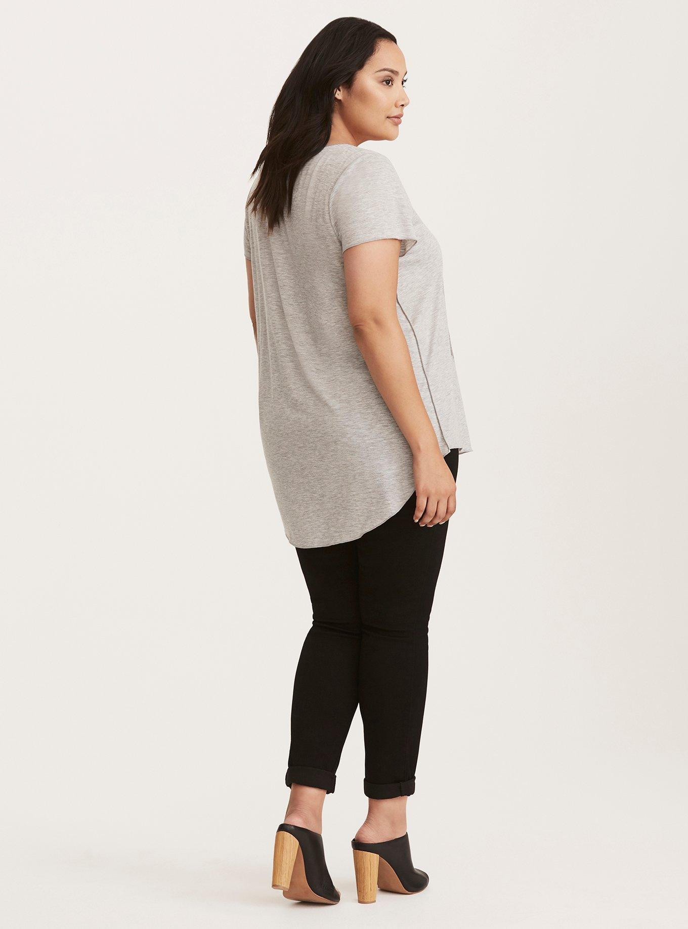 Skull Metal Girl Slub Shirttail Tee, MEDIUM HEATHER GREY, alternate