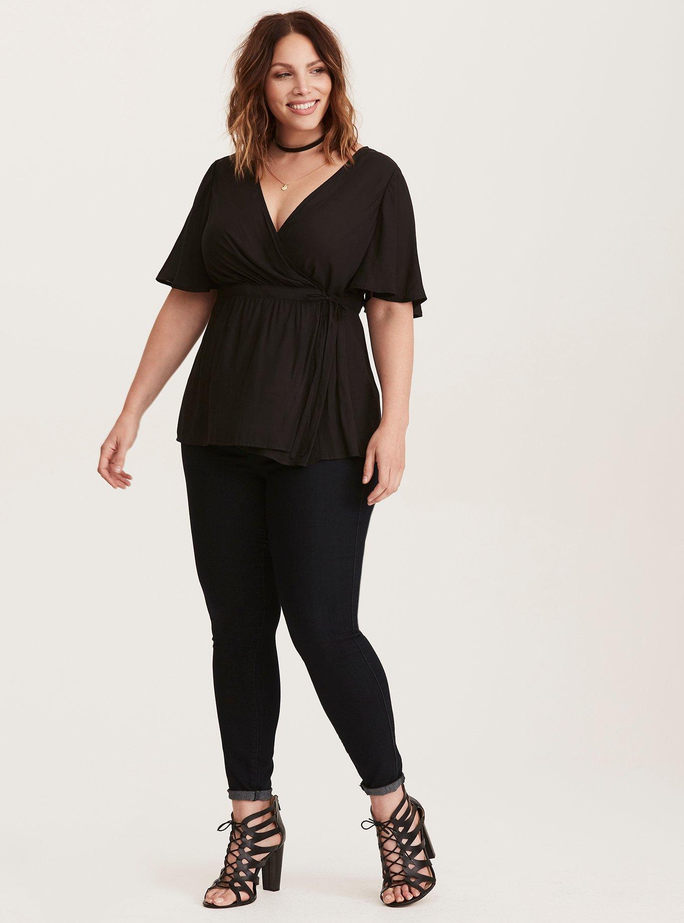Plus Size - Crepe Wrap Front Blouse - Torrid
