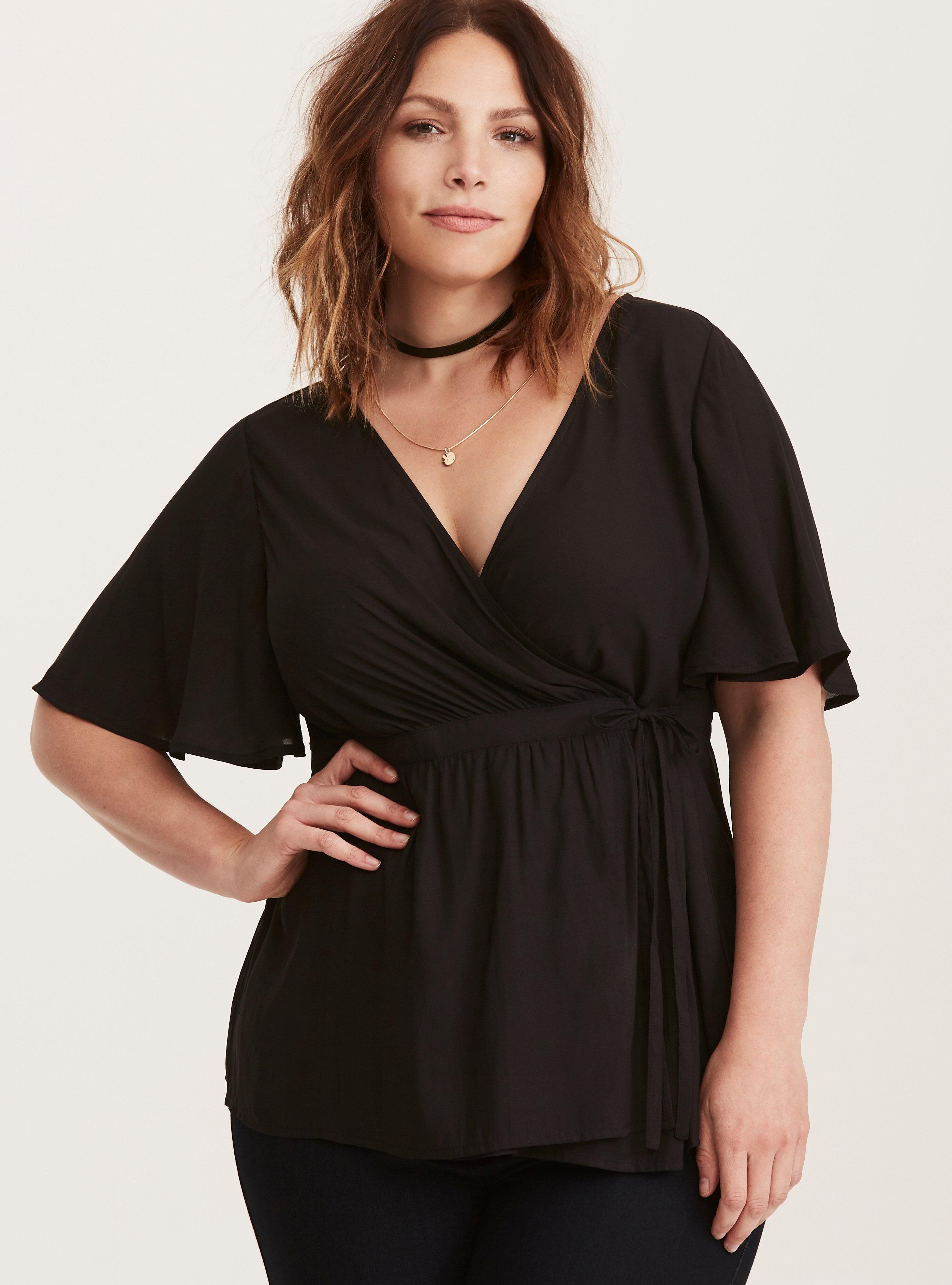 Plus Size - Crepe Wrap Front Blouse - Torrid