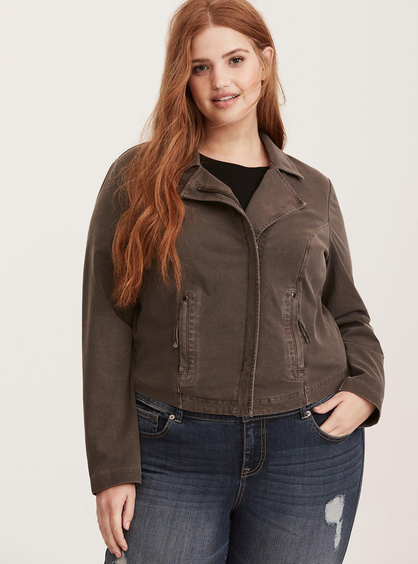 Plus Size - Washed Jersey Moto Jacket - Torrid