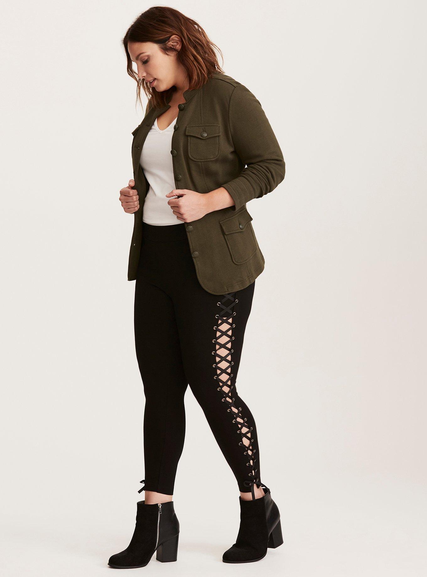 Lace up cheap leggings side