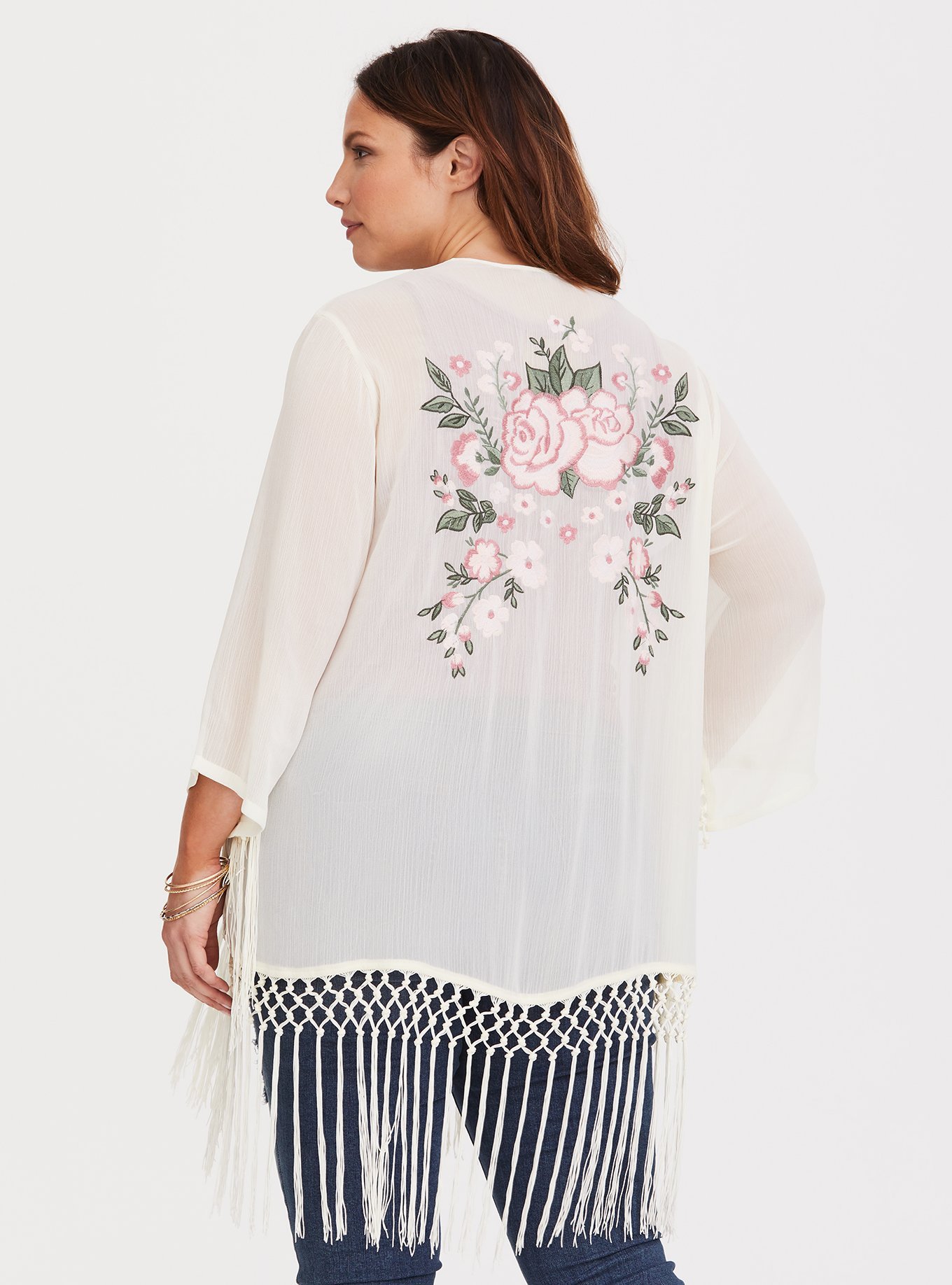 Plus Size - Crop Fringe Kimono - Torrid