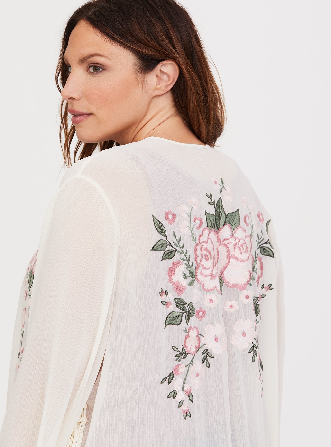 Plus Size - Crop Fringe Kimono - Torrid