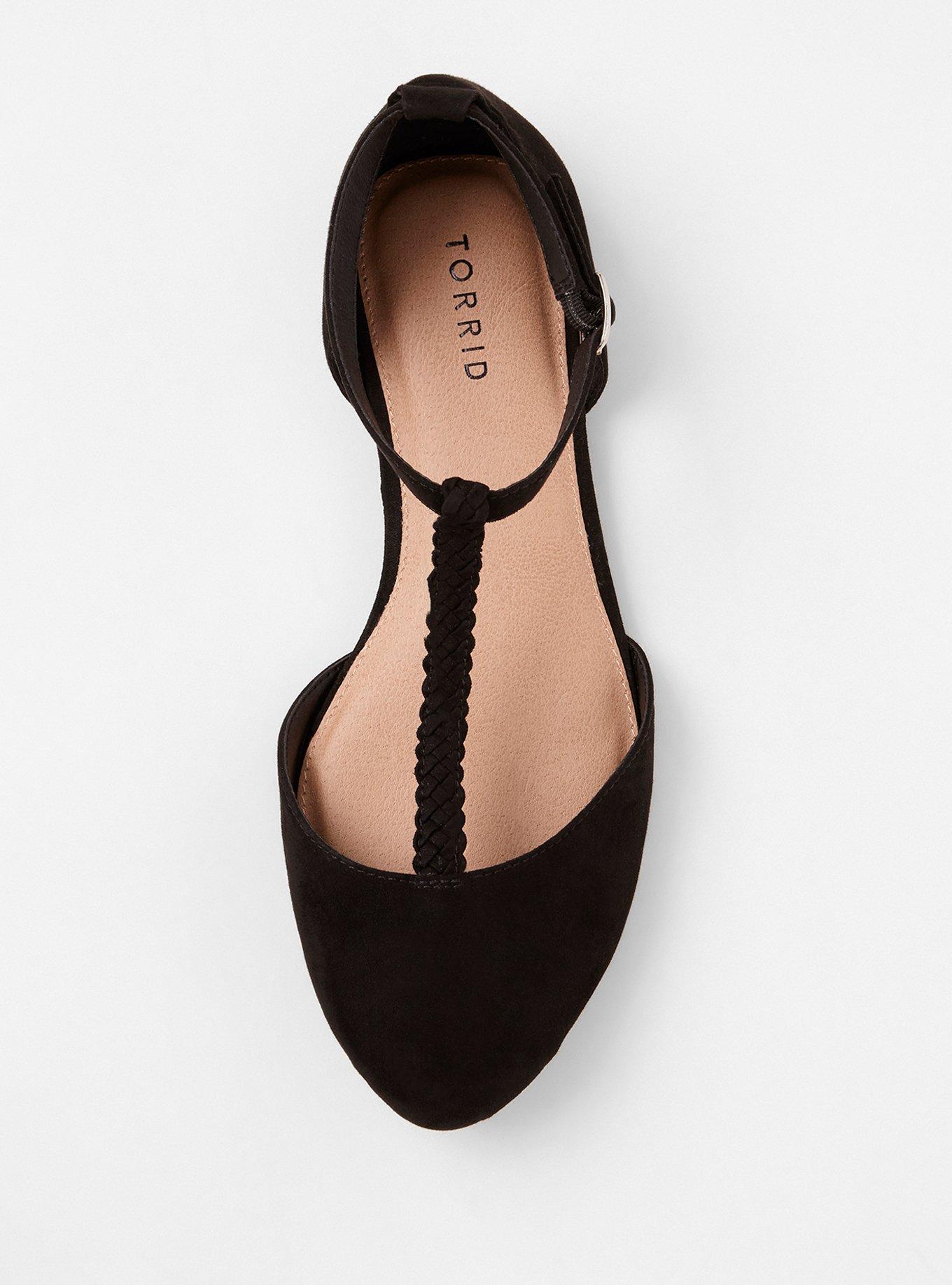 Plus Size Braided T-Strap D'Orsay (WW), BLACK, alternate