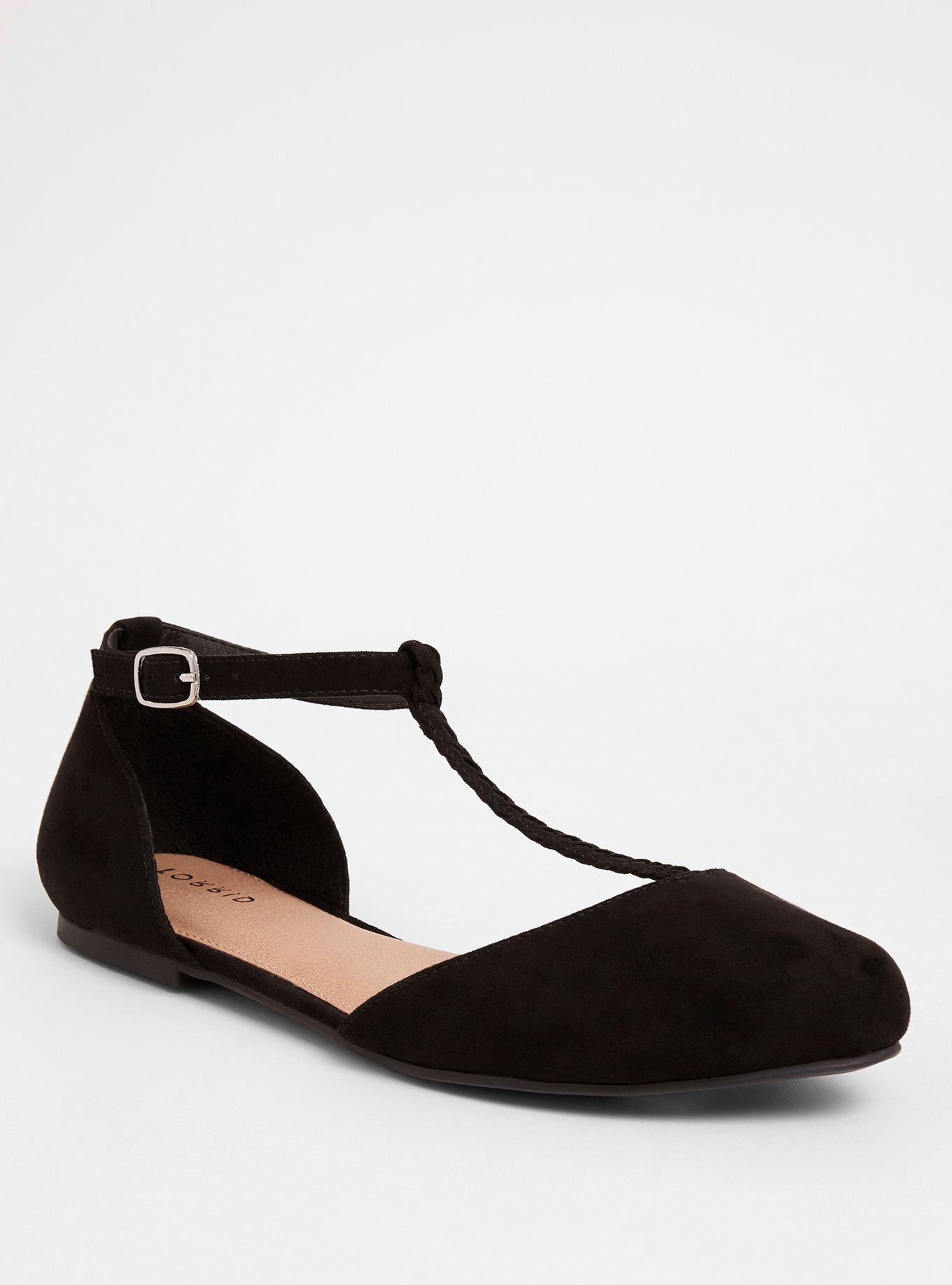 Plus Size Braided T-Strap D'Orsay (WW), BLACK, hi-res