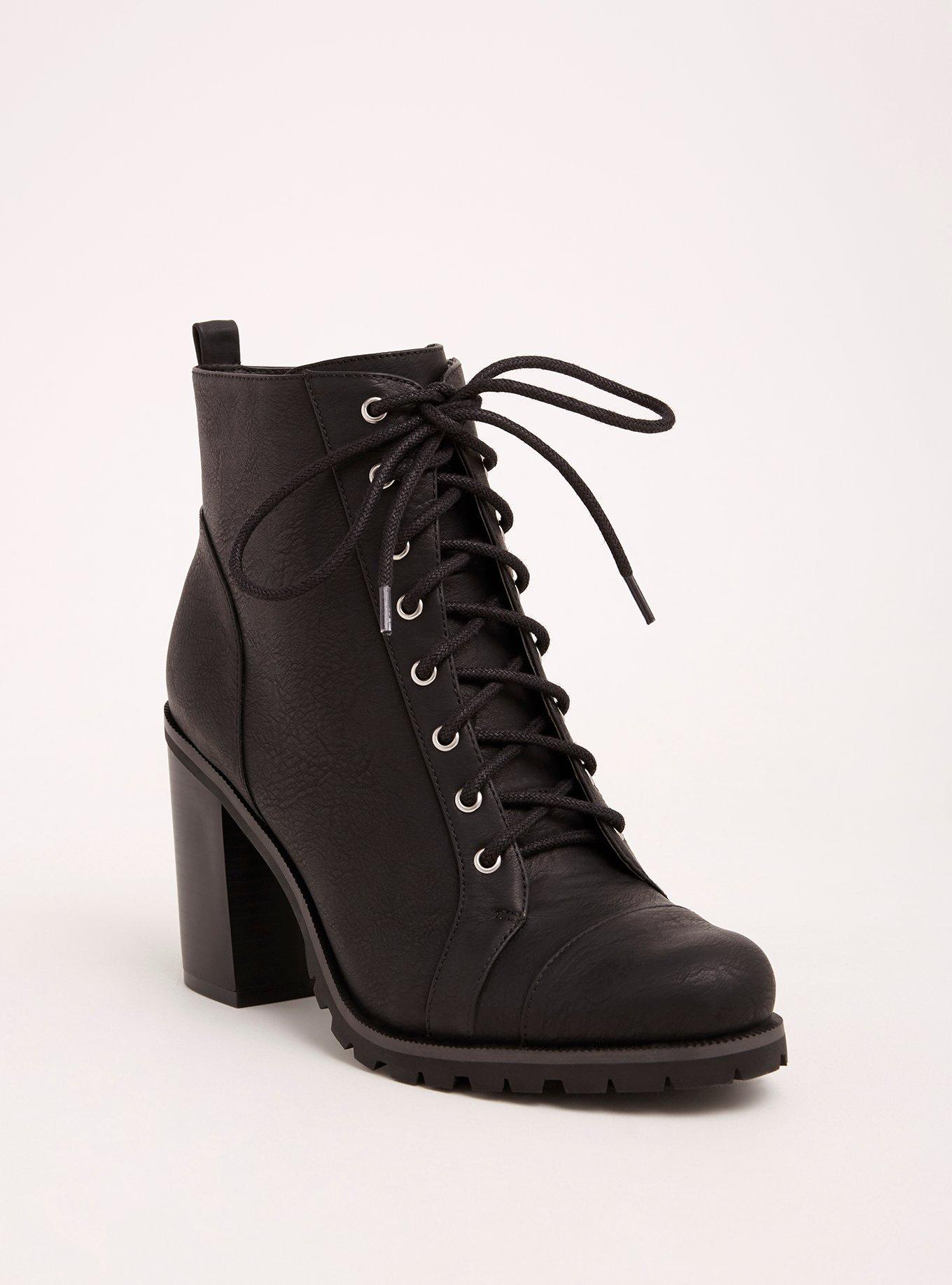 Ankle combat boots with heel on sale