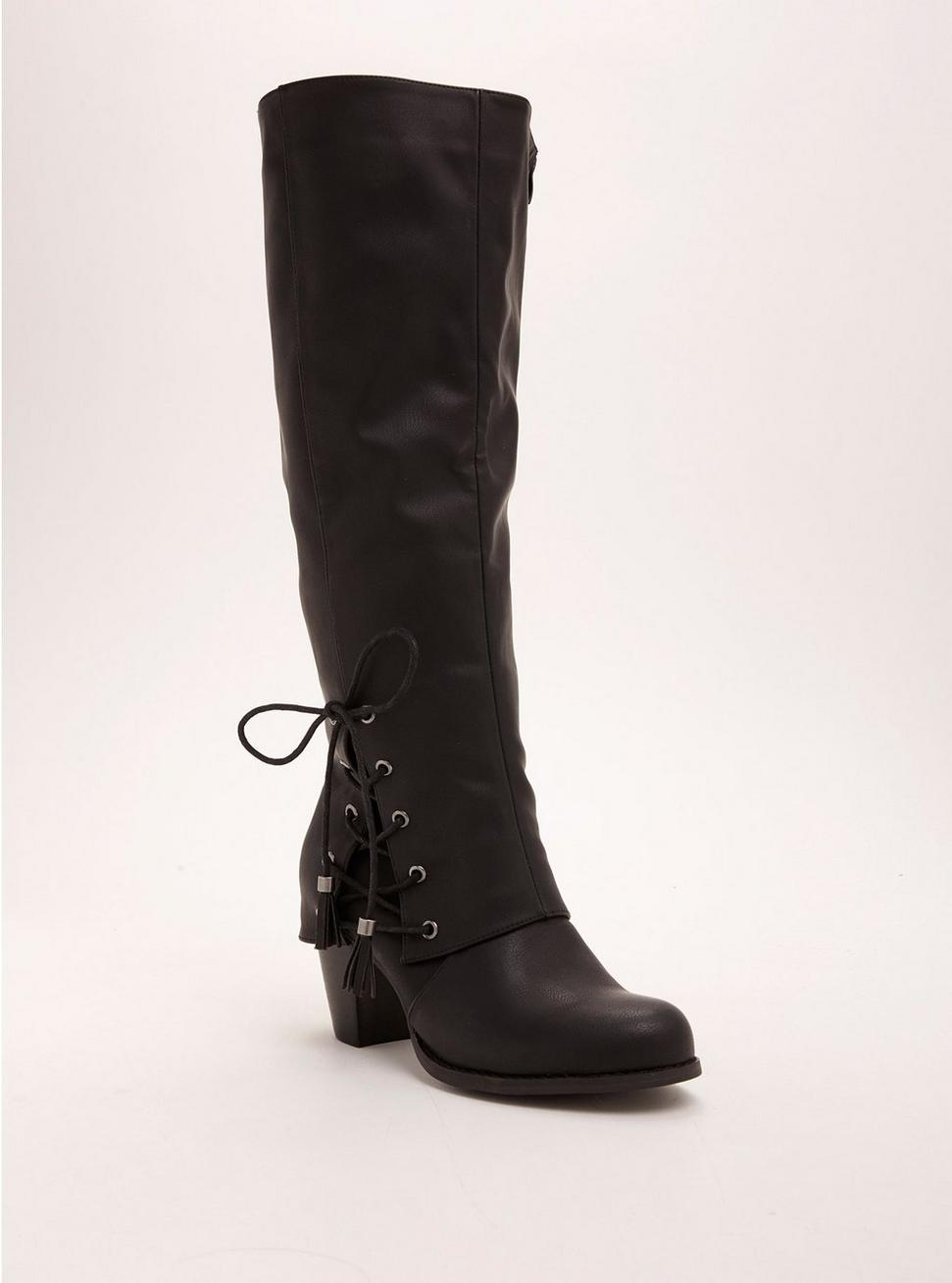 Plus Size - Lace Up Side Heel Boots (Wide Width & Wide Calf) - Torrid