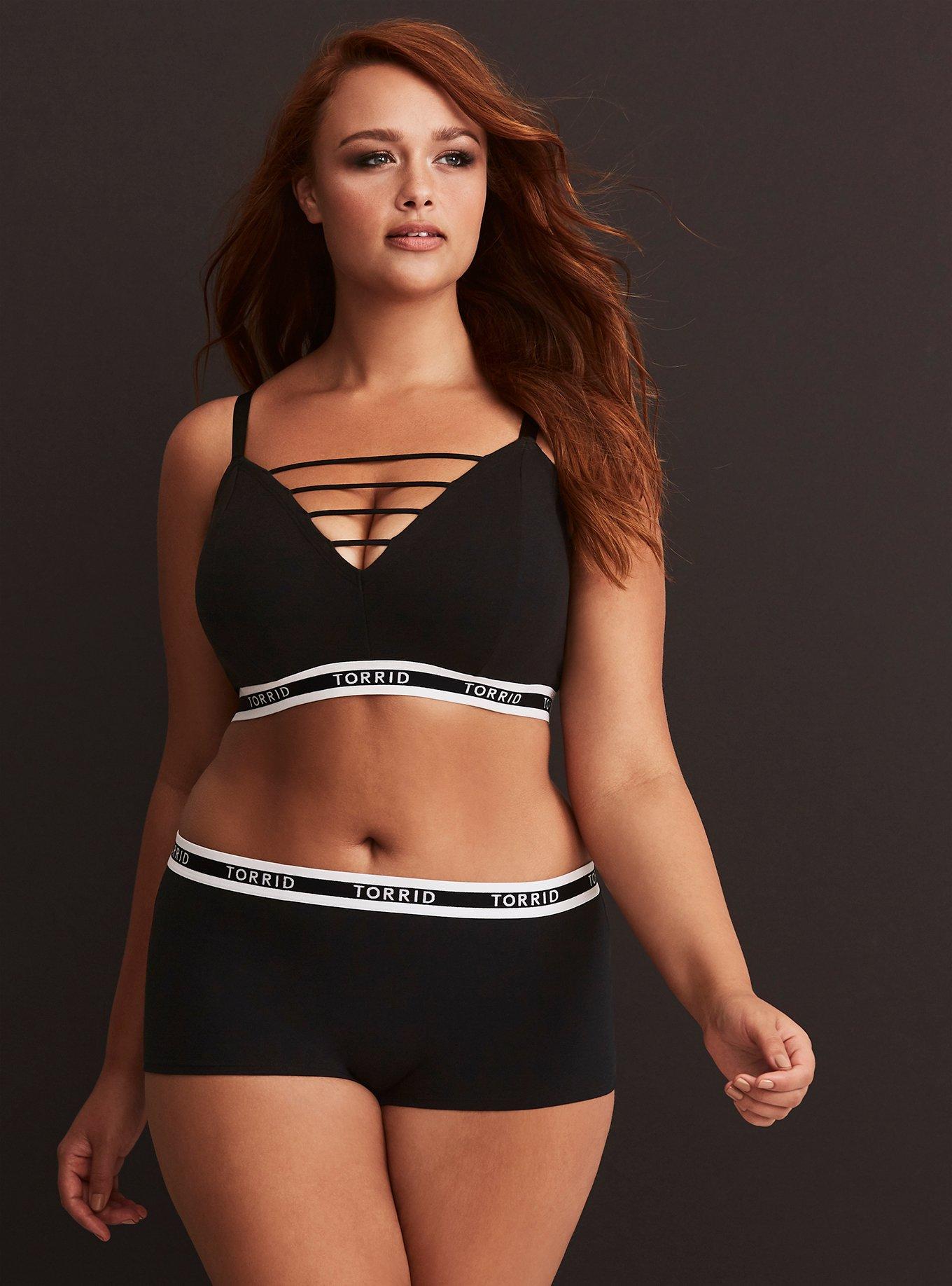 Torrid Logo Black Ladder Seamless Bralette, RICH BLACK, alternate