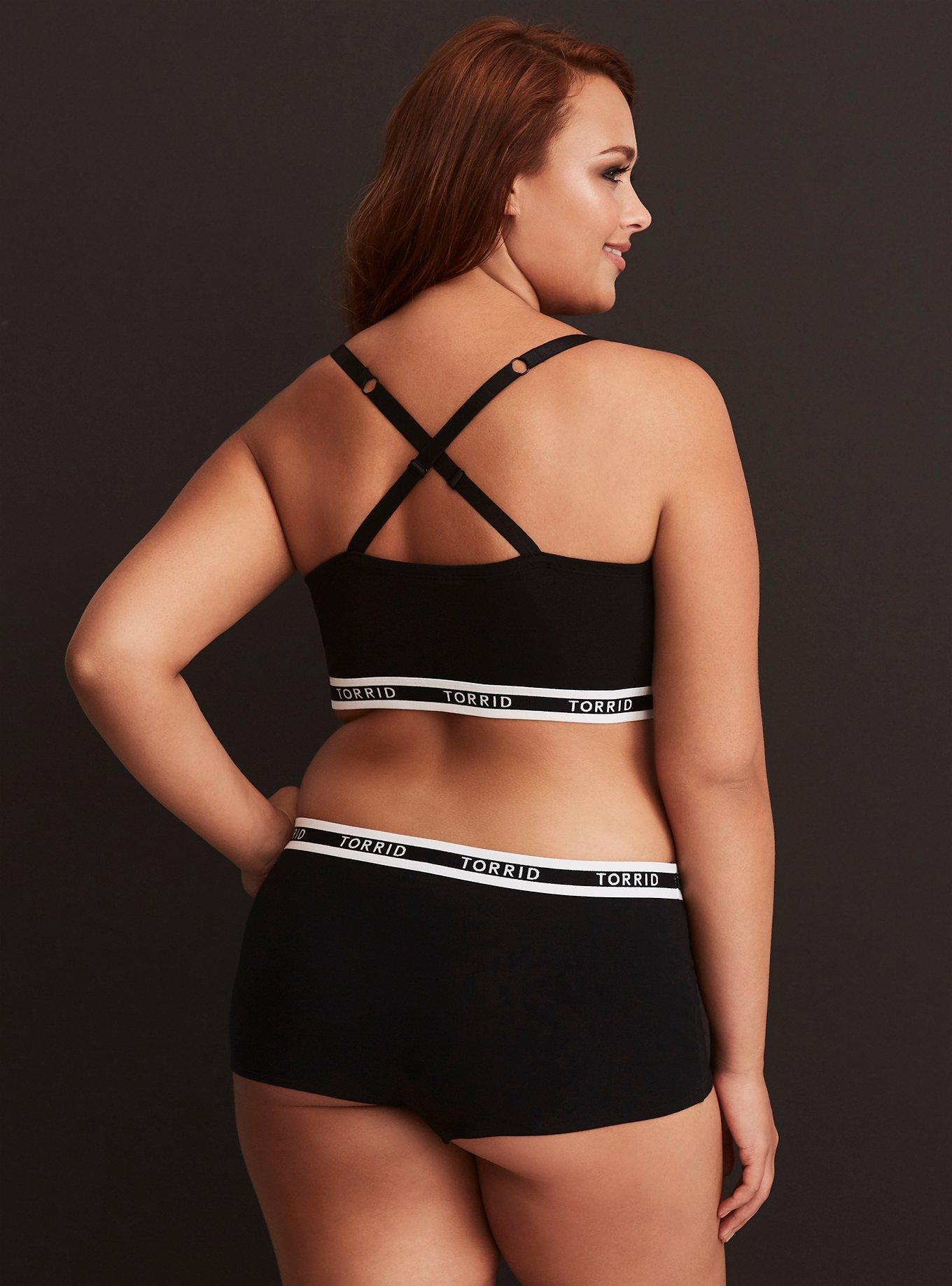 Torrid Logo Black Ladder Seamless Bralette, RICH BLACK, alternate