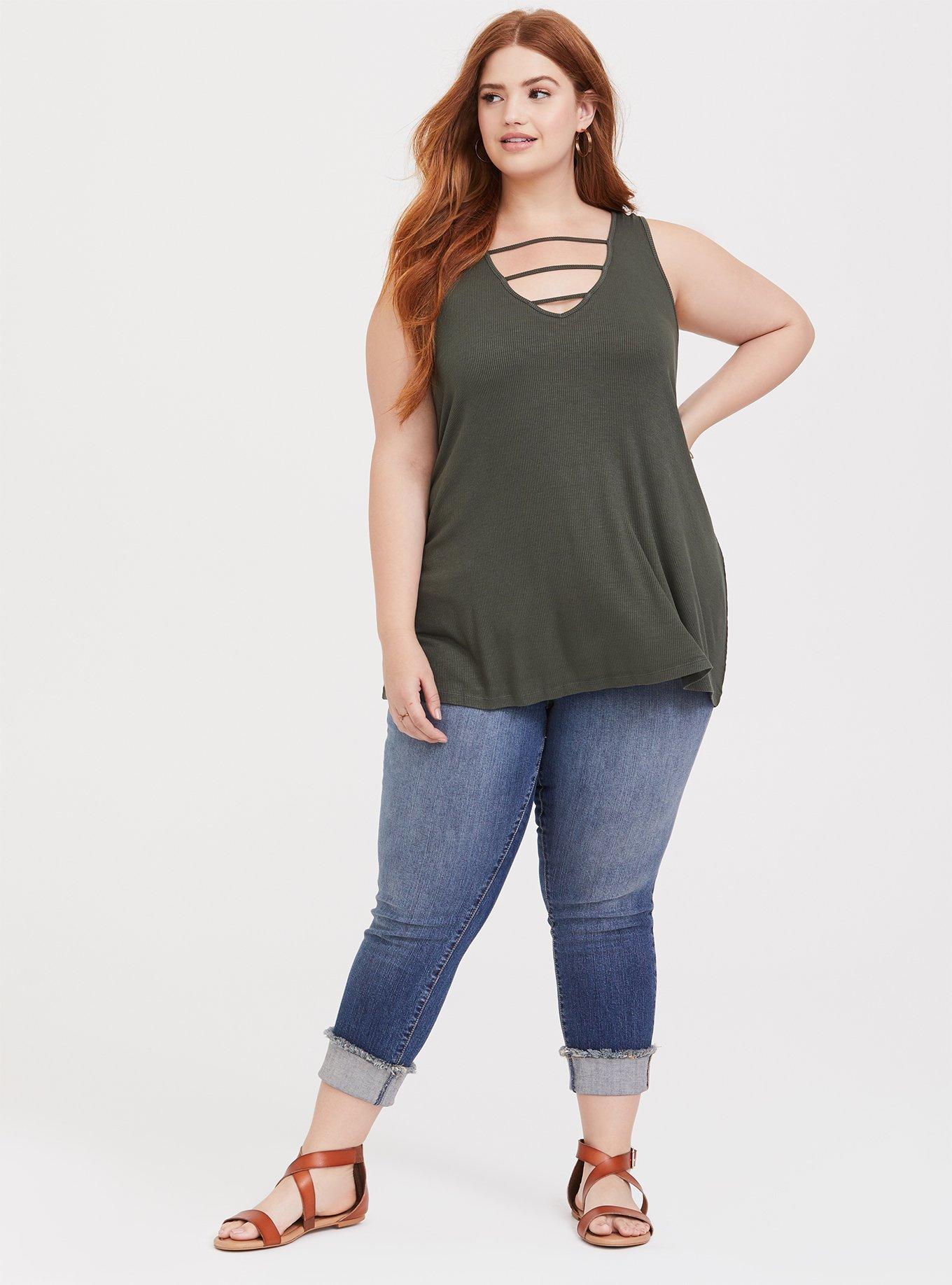 Super Soft Olive Strappy Tank, DEEP DEPTHS, alternate