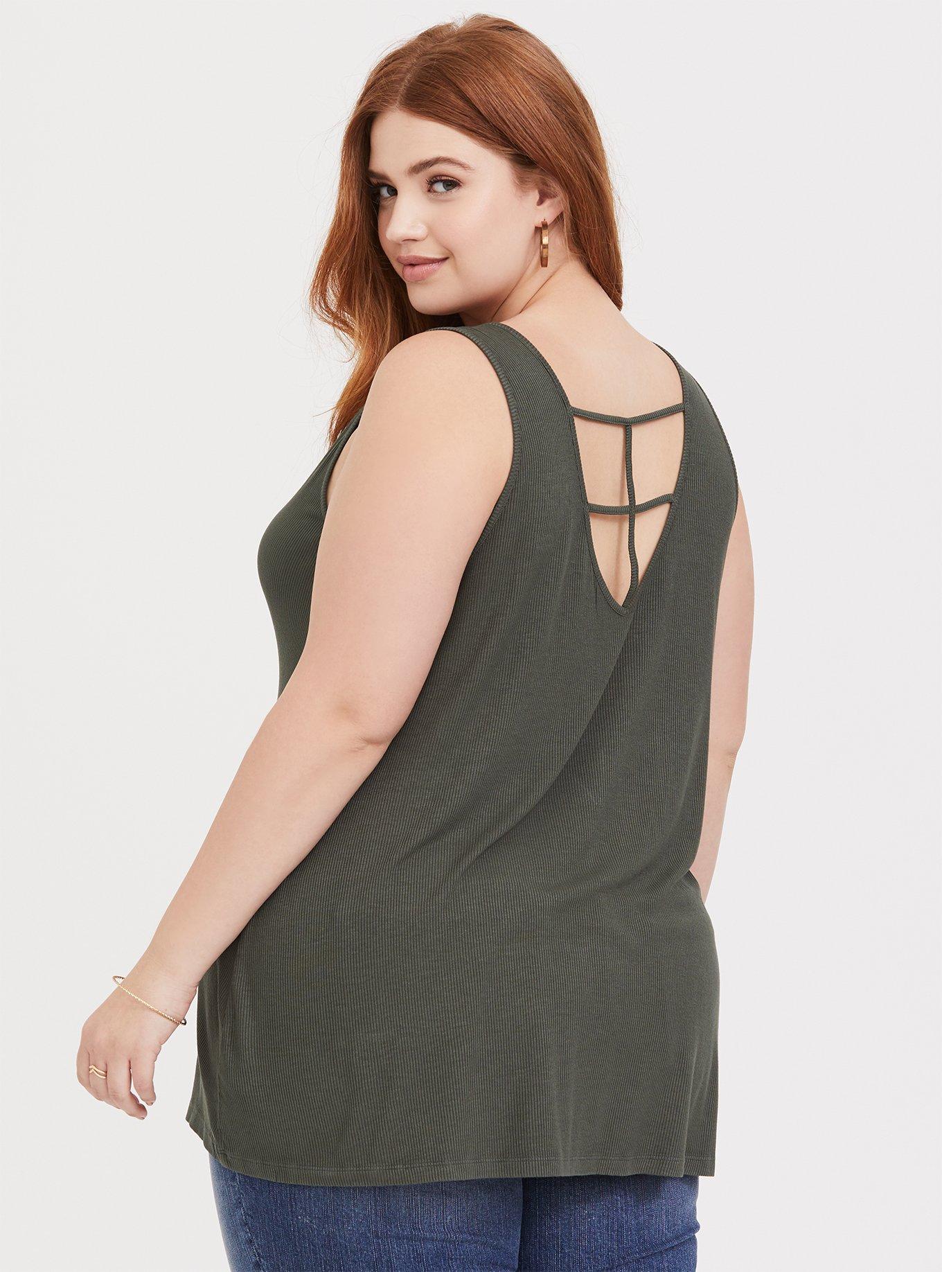 Super Soft Olive Strappy Tank, DEEP DEPTHS, alternate