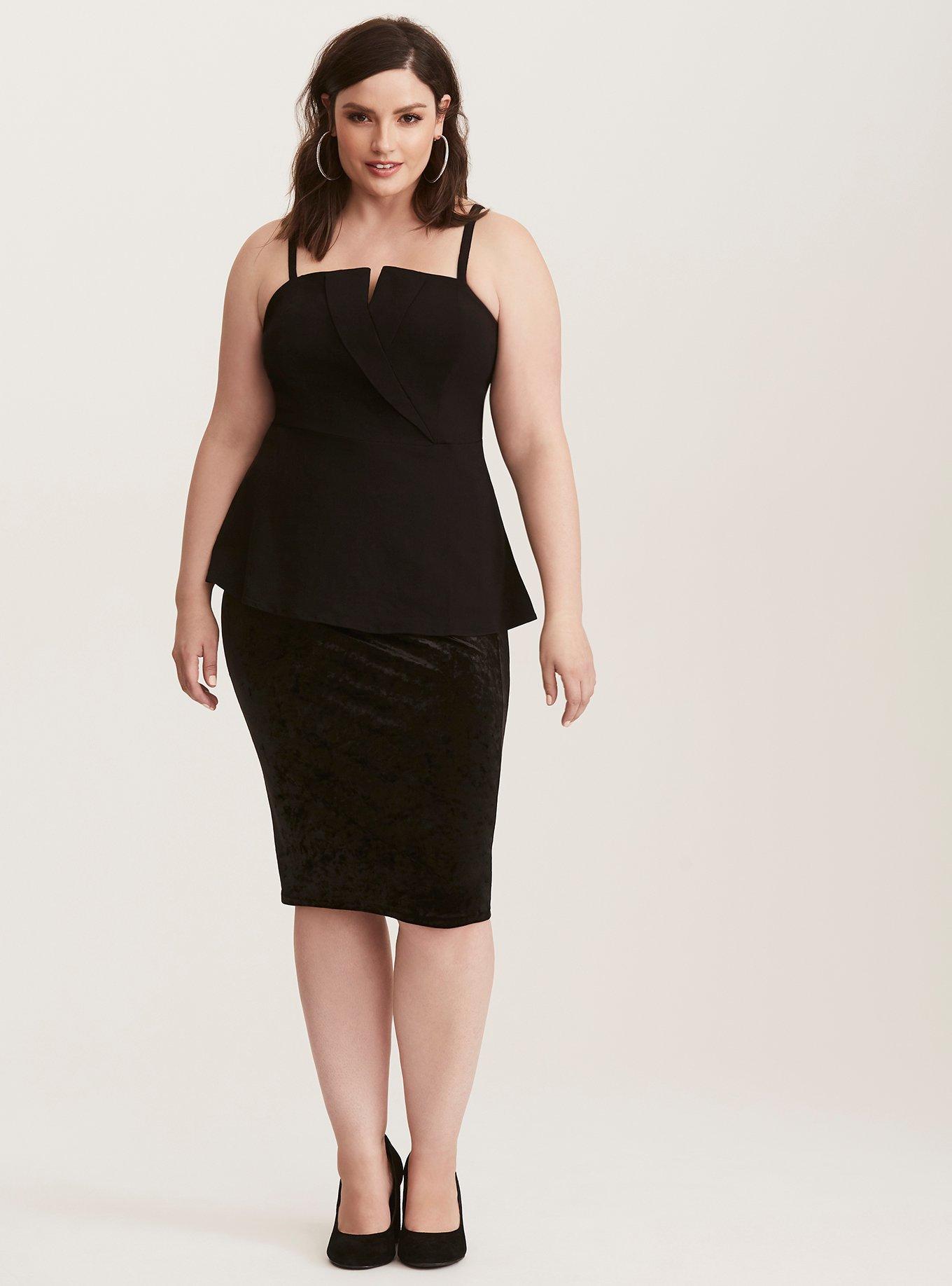 Surplice Peplum Top, DEEP BLACK, alternate