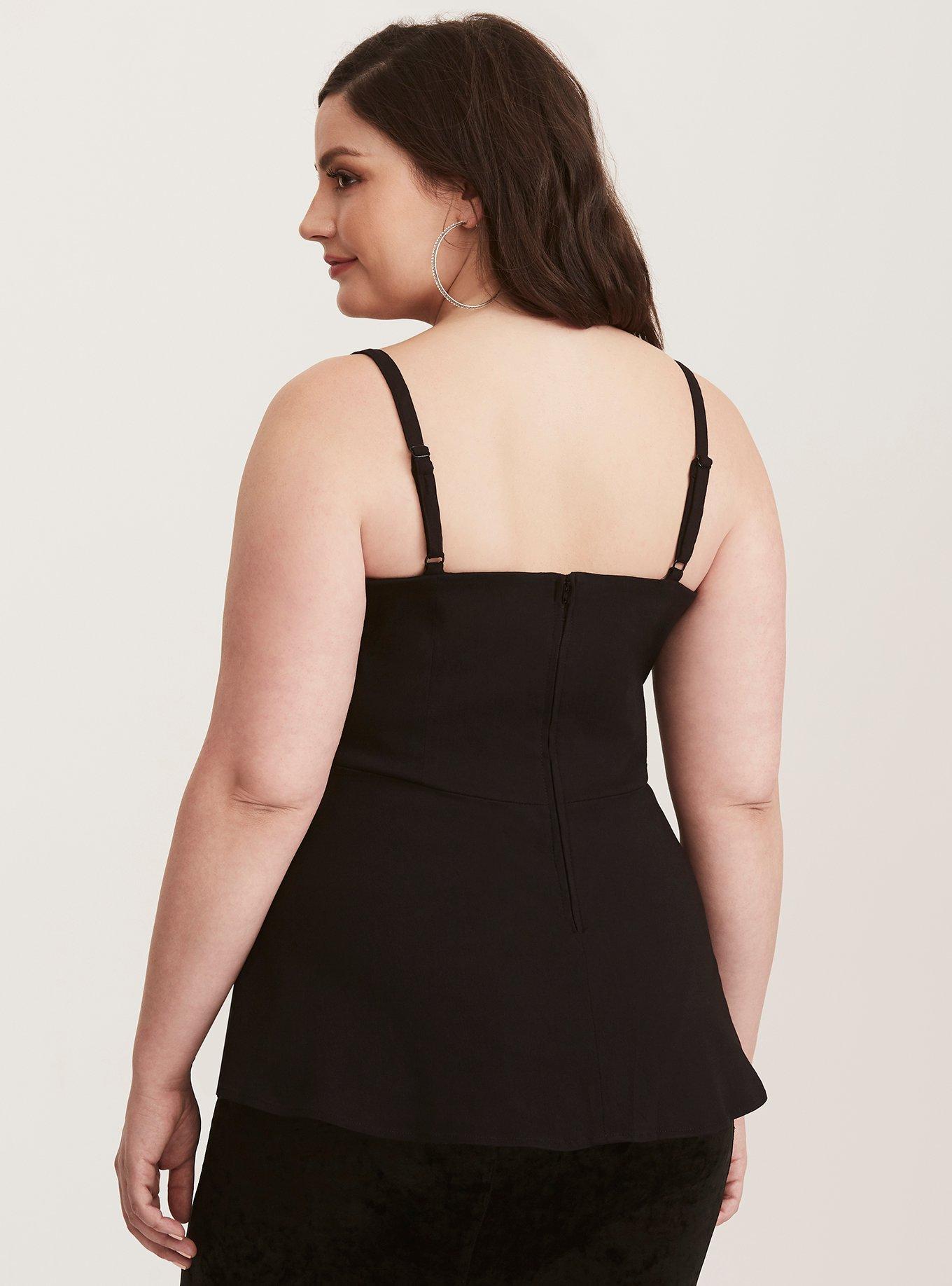 Surplice Peplum Top, DEEP BLACK, alternate