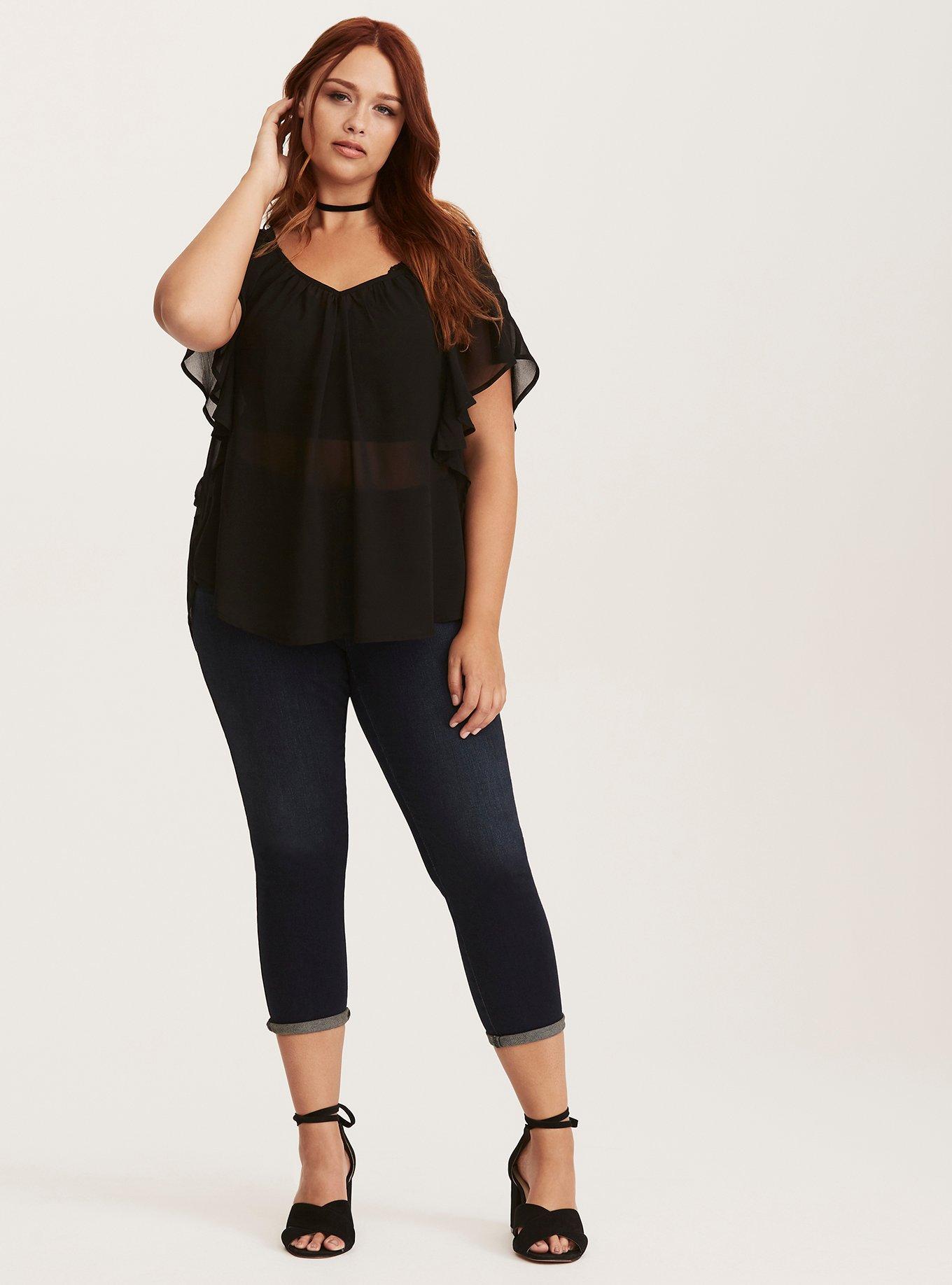 Plus Size - Chiffon Mesh Inset Blouse - Torrid