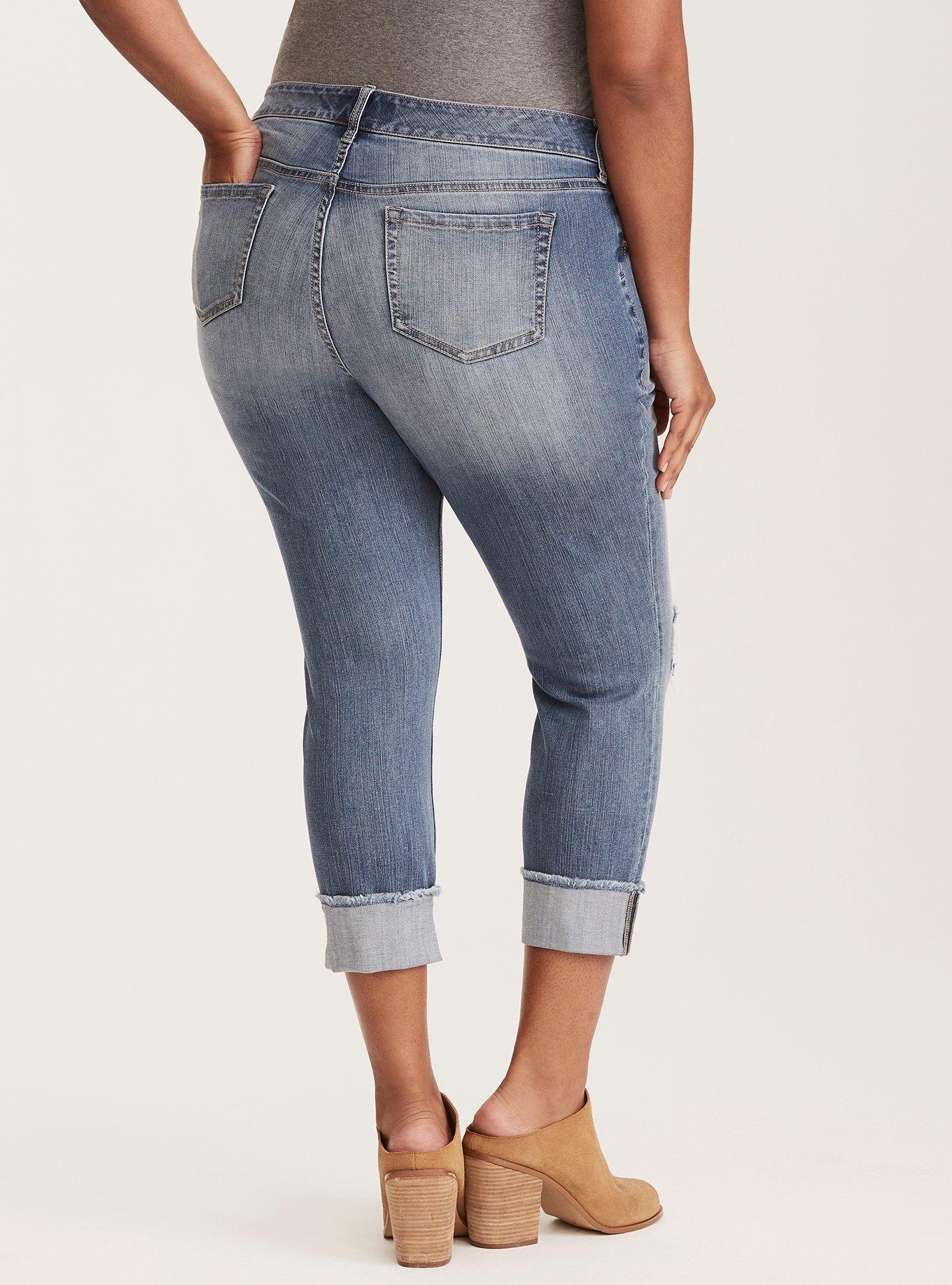 Plus Size - Torrid Skinny Jeans - Grey Wash with Destruction - Torrid