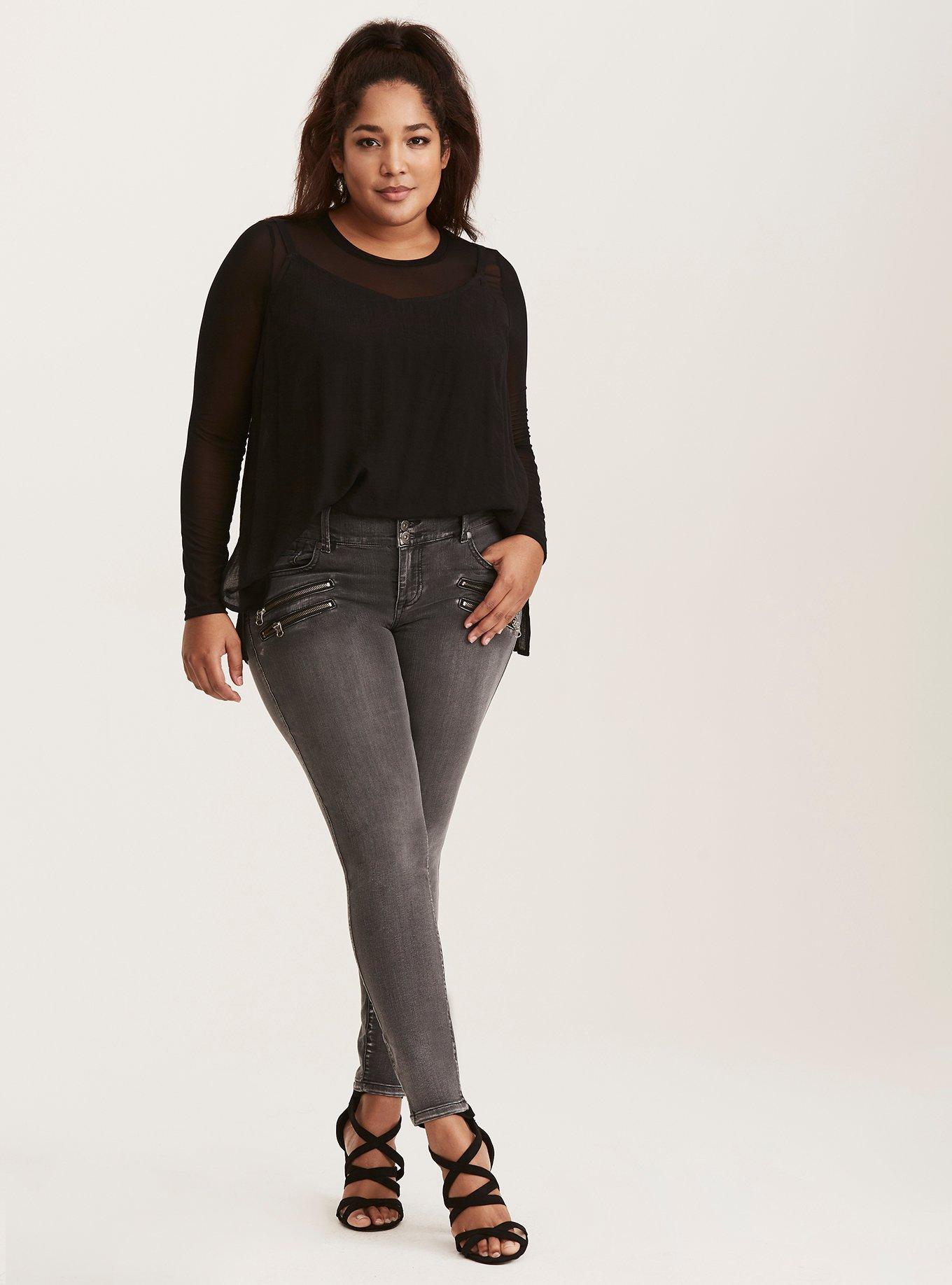 Premium Stretch Zip Jegging - Grey Wash, ECLIPSE, alternate