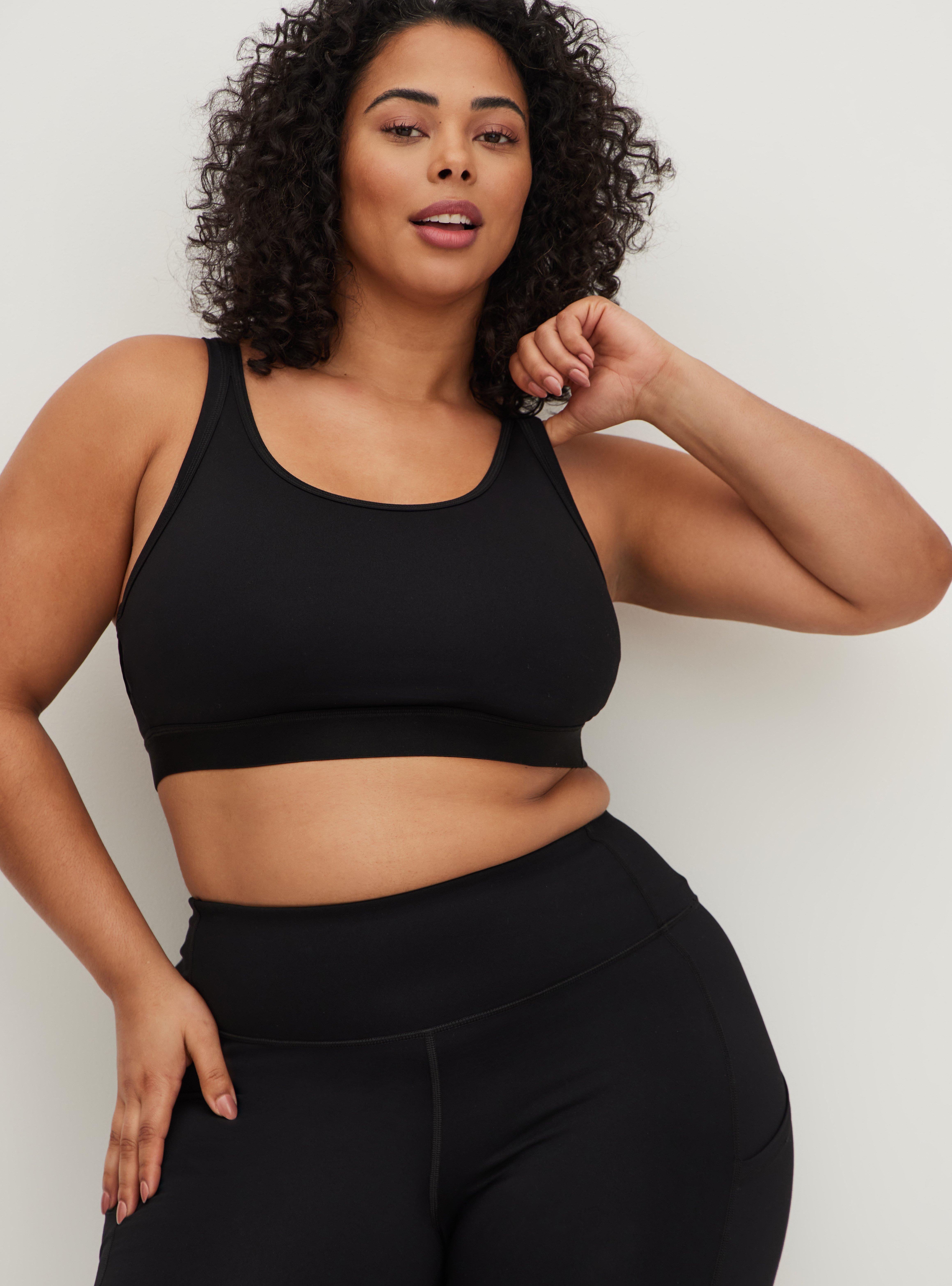 Plus Size - Active Wicking Sports Bra - Performance Core Black with ...