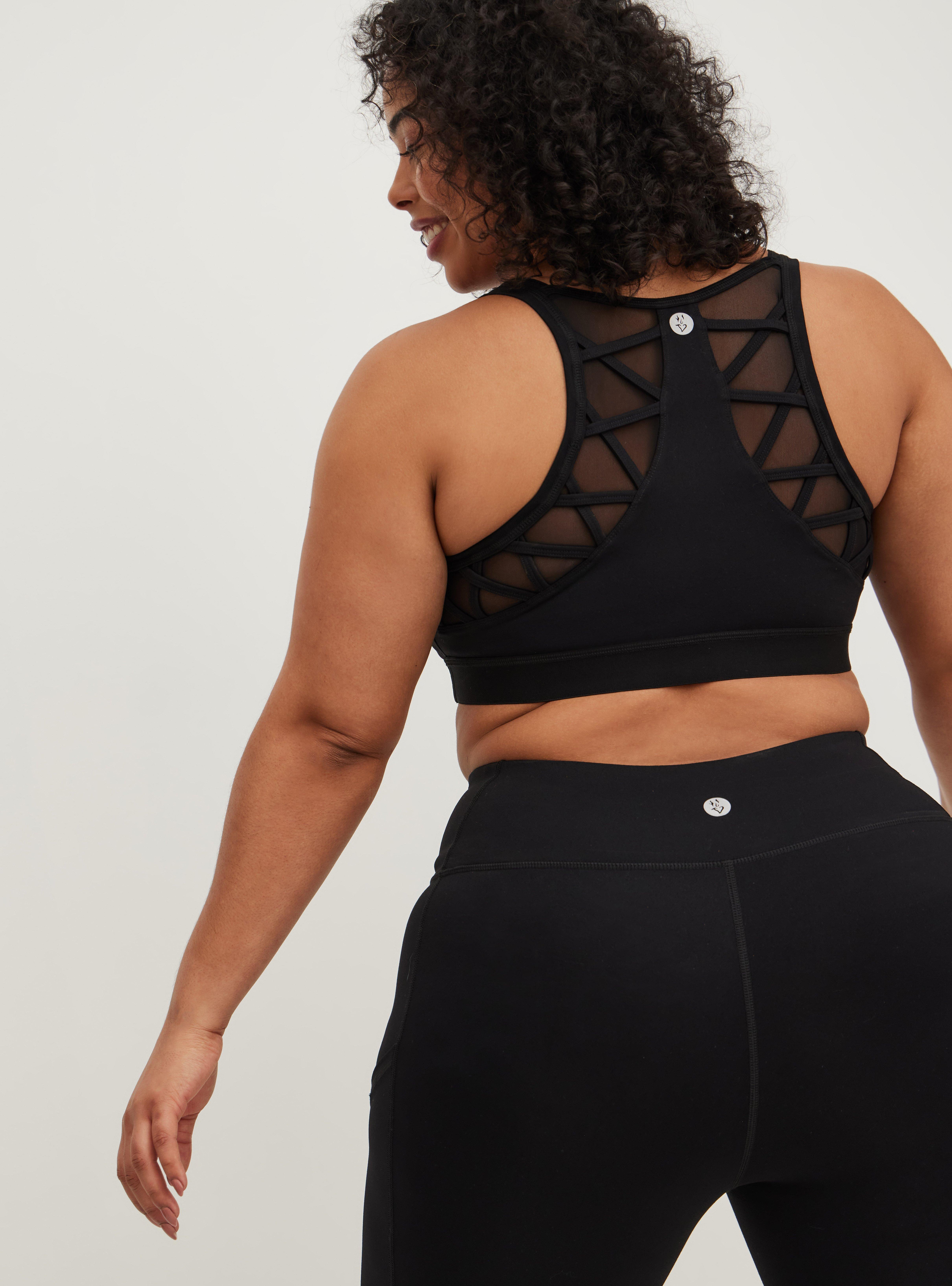 Plus Size - Active Wicking Sports Bra - Performance Core Black with Mesh  Back - Torrid