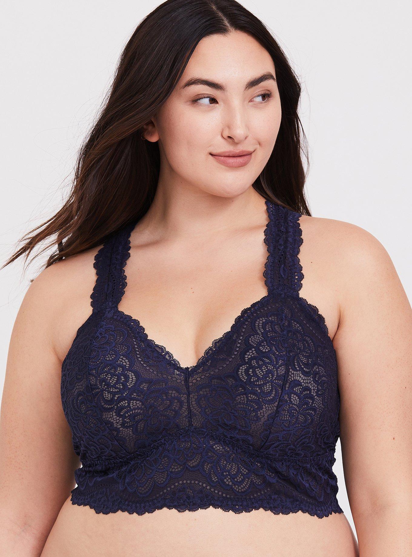 Unlined Lace Solid Racerback Bralette