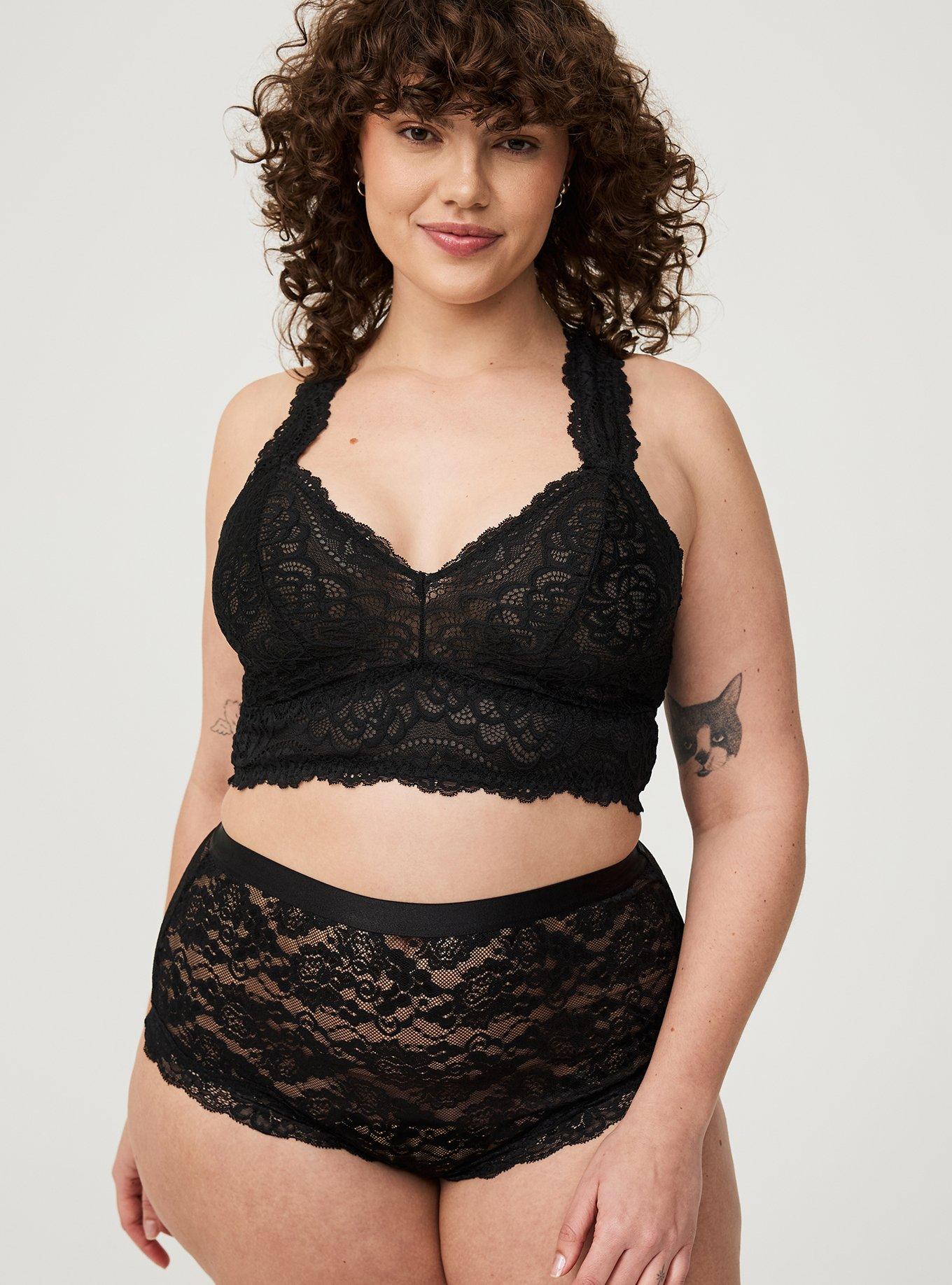 Unlined Lace Solid Racerback Bralette