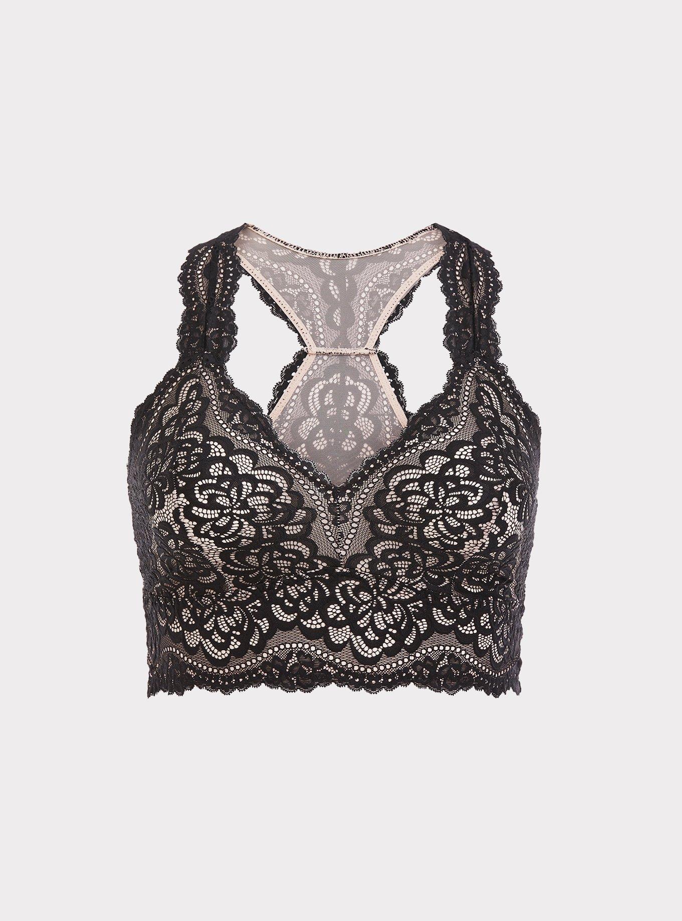 Unlined Lace and Mesh Bra - Cosmic sky