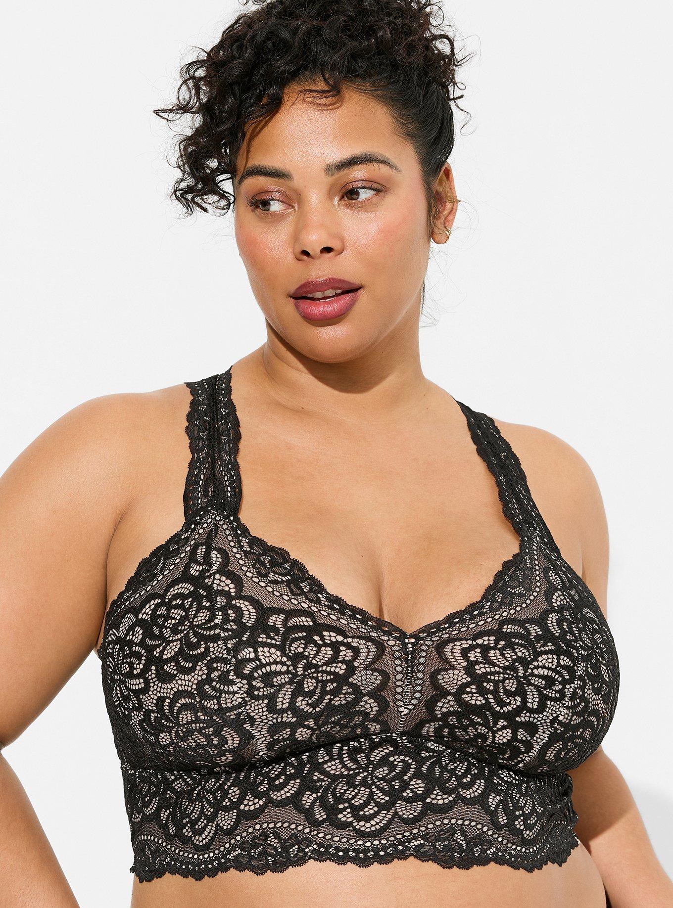 Plus Size - Unlined Lace Solid Racerback Bralette - Torrid