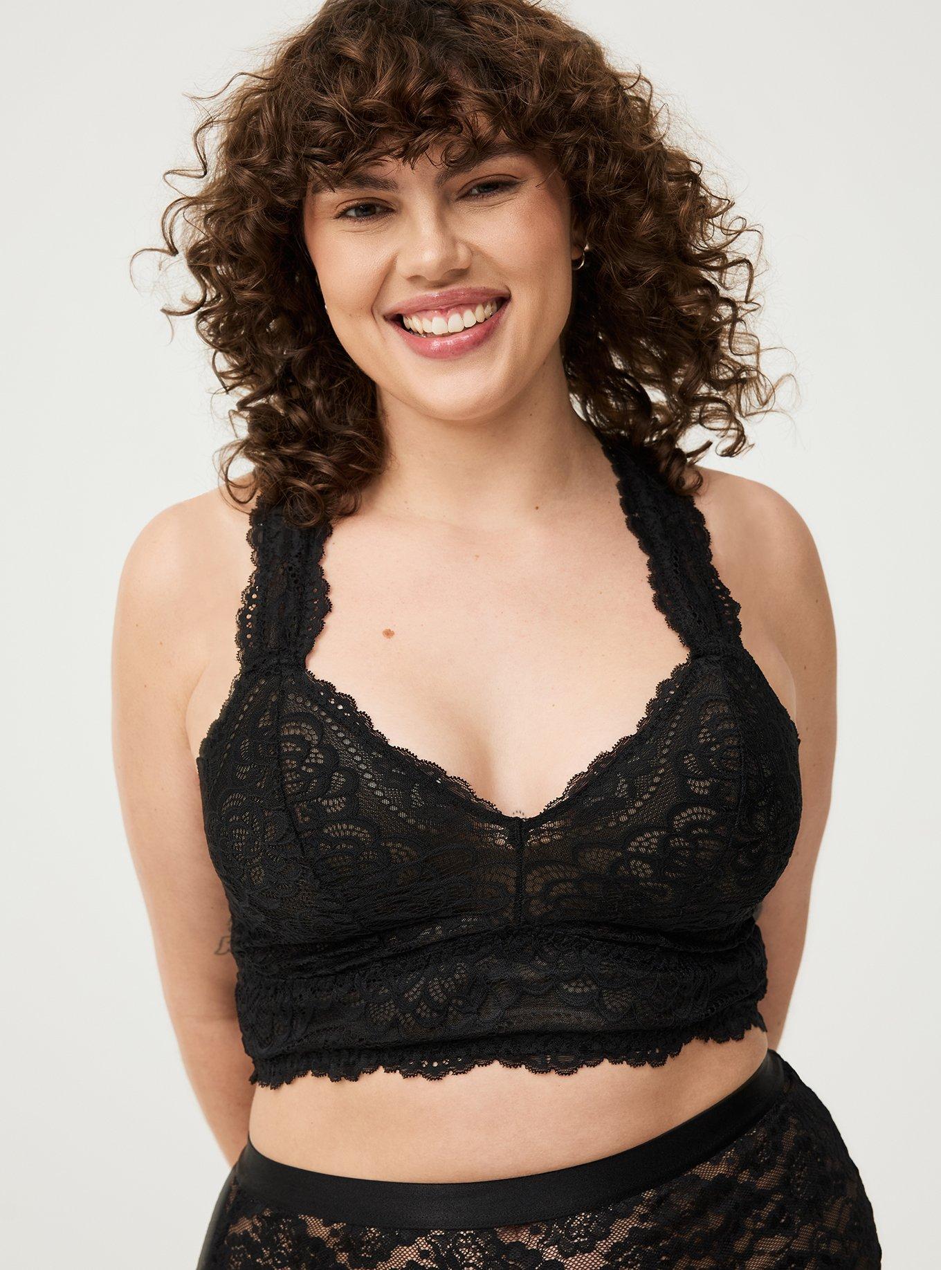 Unlined Lace Solid Racerback Bralette