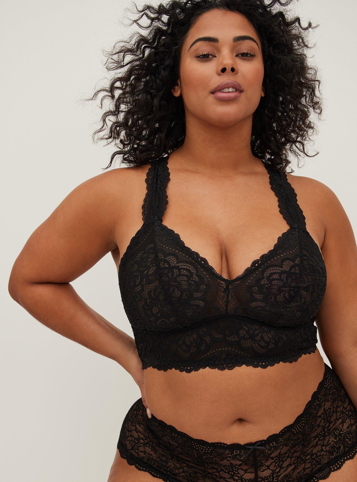 Plus Size - Unlined Microfiber With Lace Trim Printed Bralette - Torrid