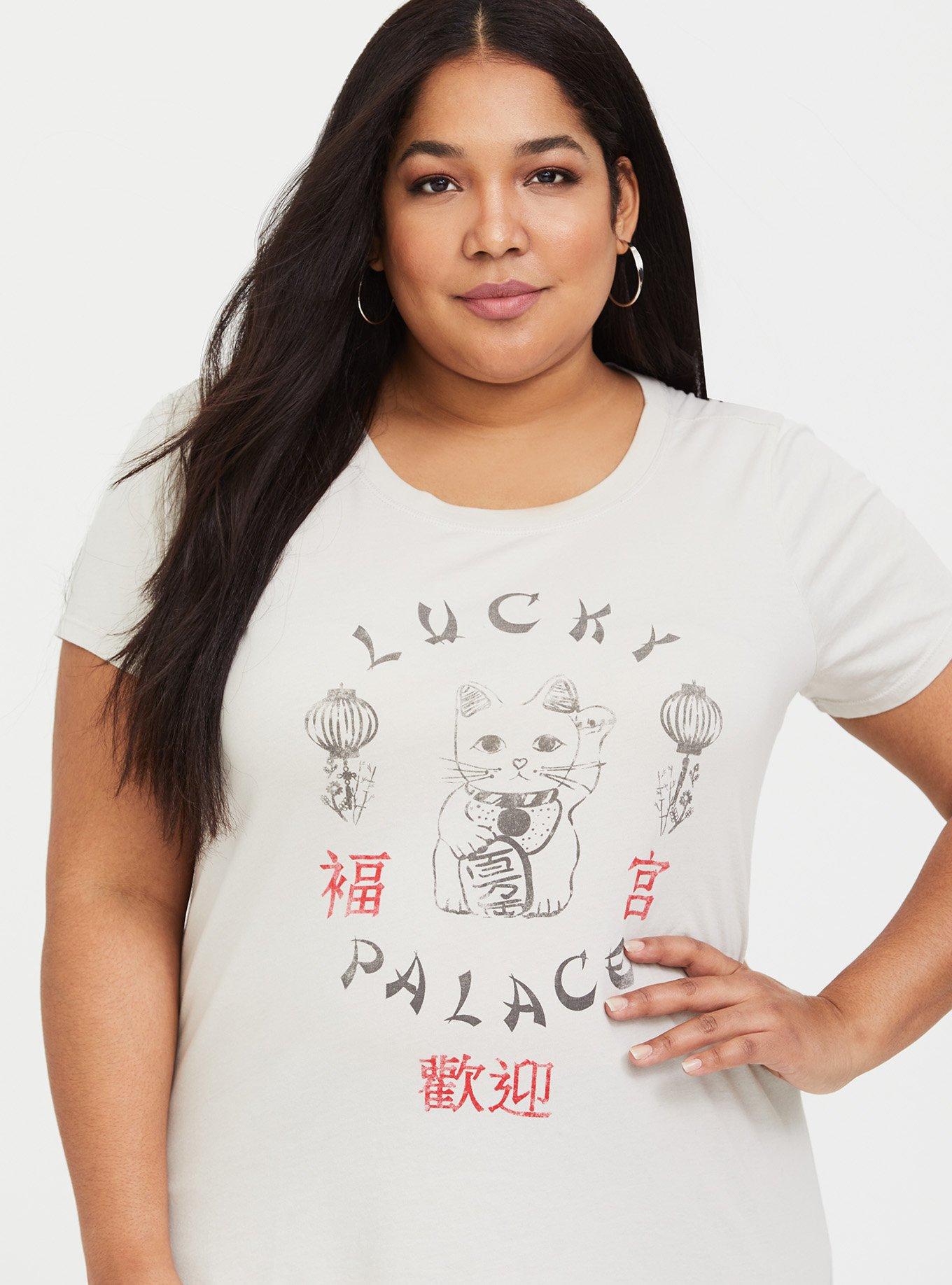 Plus Size Lucky Palace Ivory Slim Fit Crew Tee Torrid