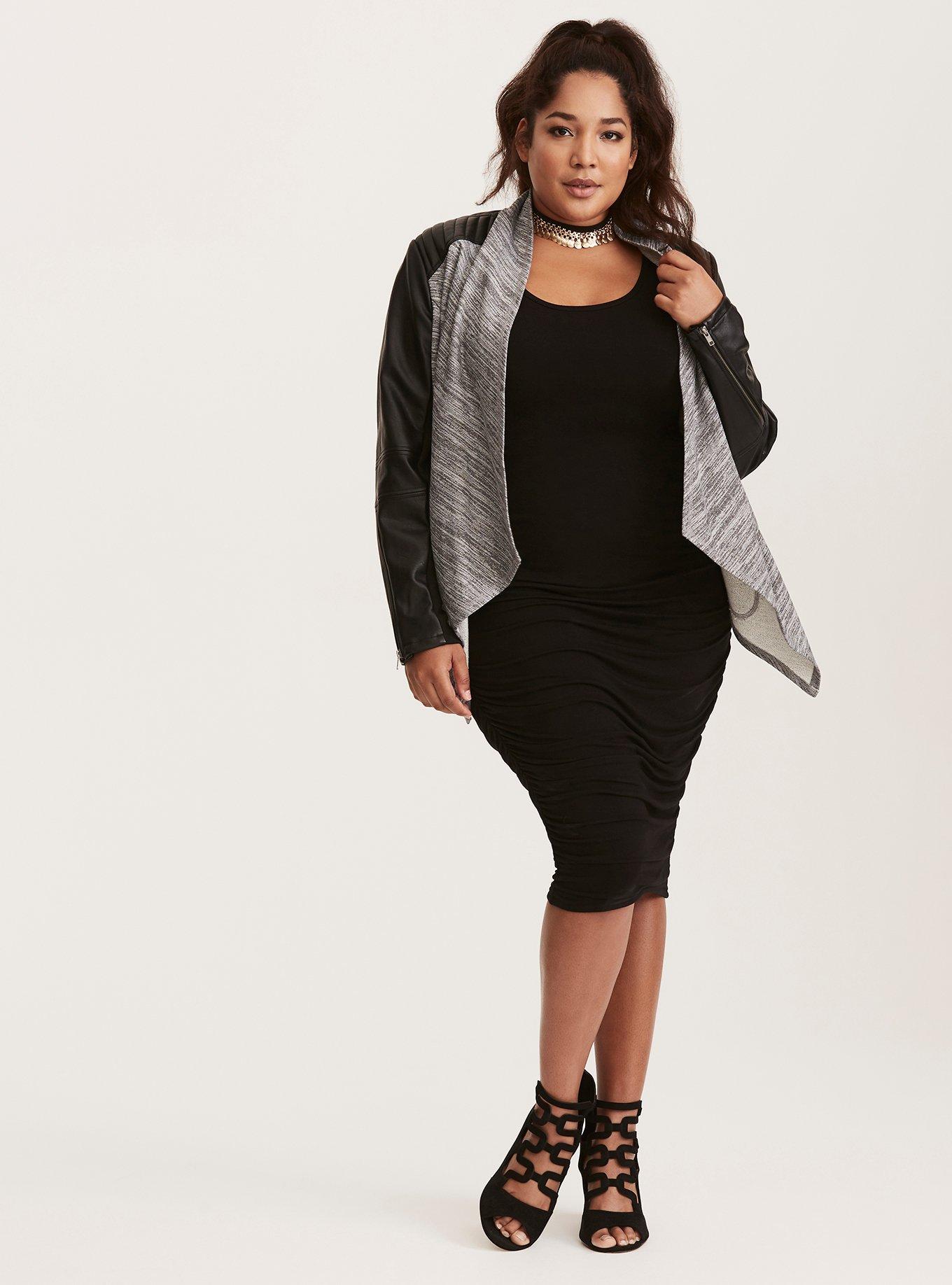 Plus Size - Black Shirred Jersey Bodycon Dress - Torrid