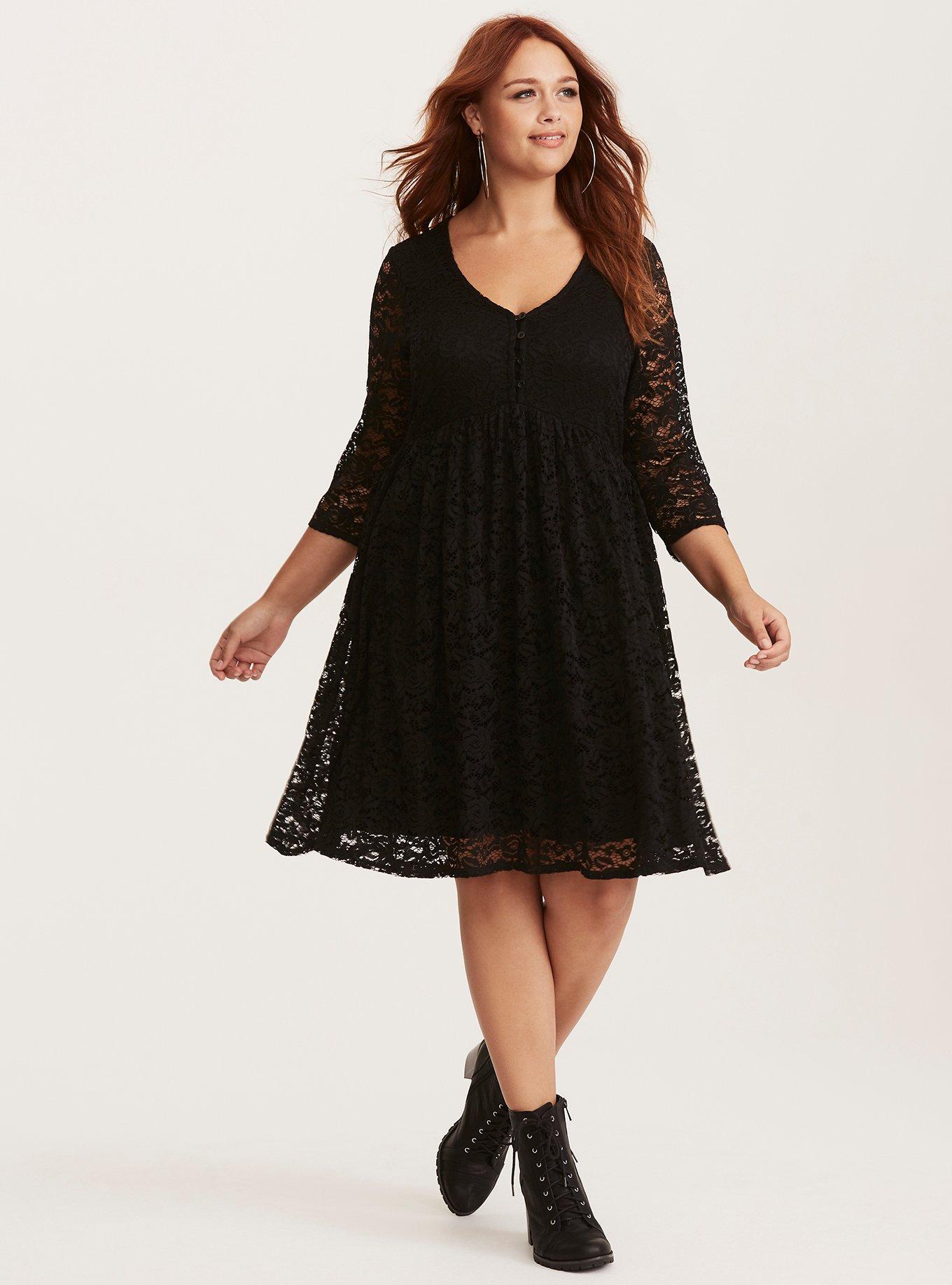 Plus Size - Black Lace Babydoll Dress - Torrid