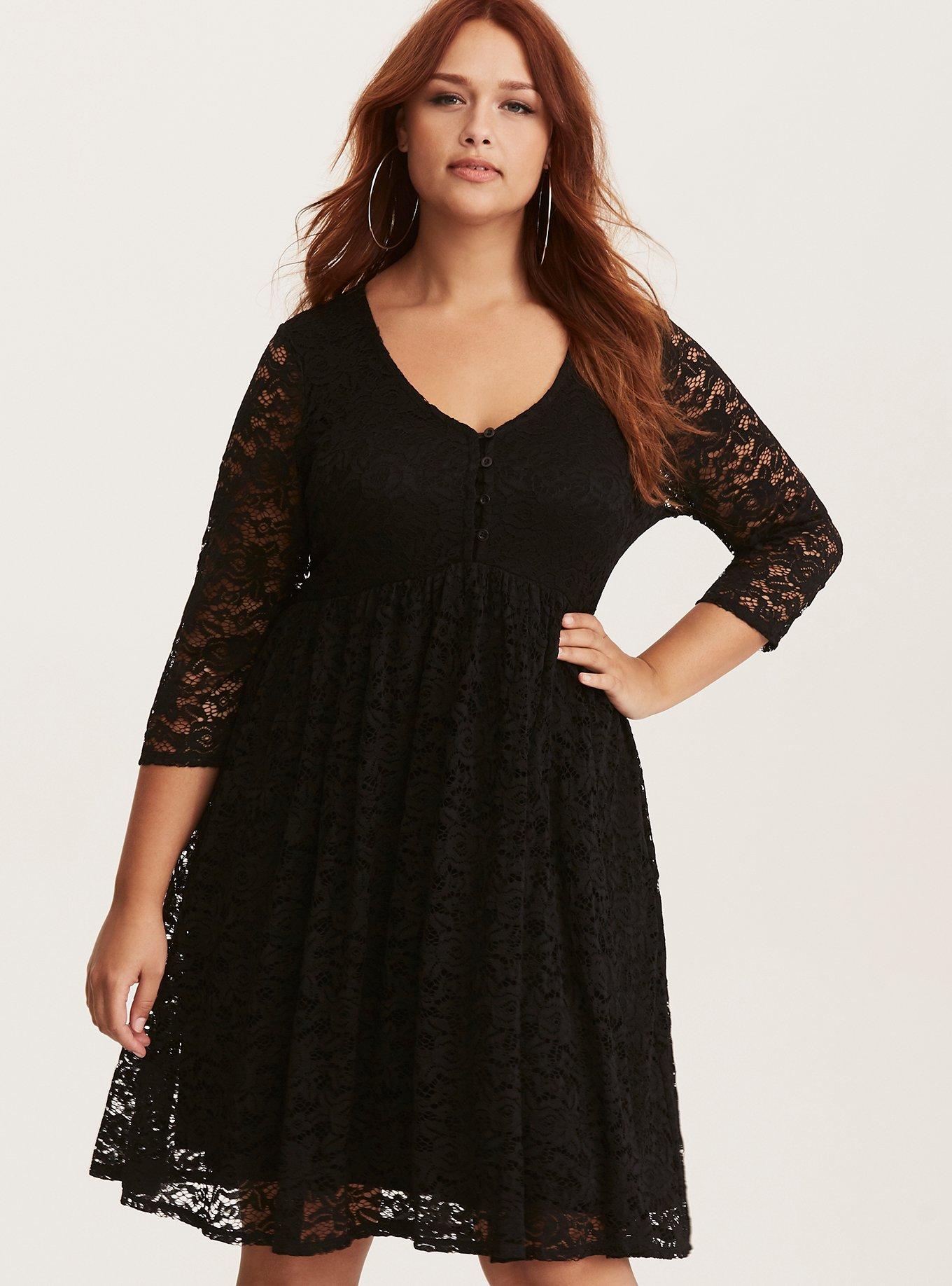 Plus Size - Black Lace Babydoll Dress - Torrid