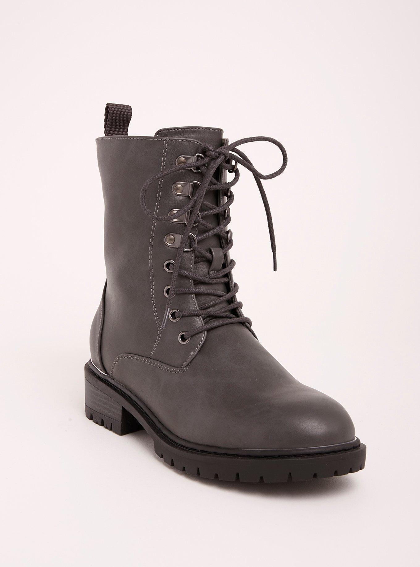 Metal Heel Combat Boots (Wide Width), , hi-res