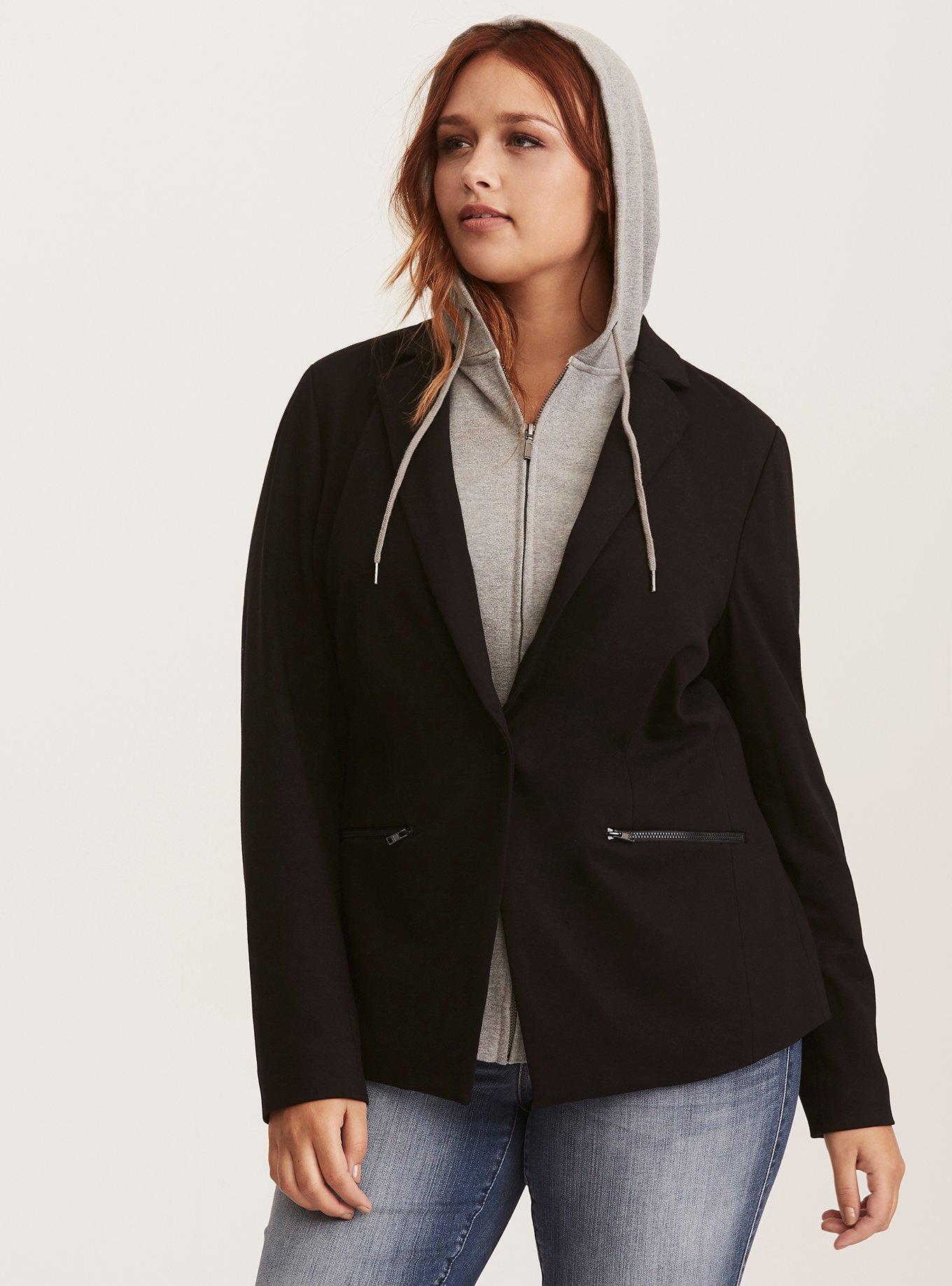 Blazer with hotsell hoodie attached womens