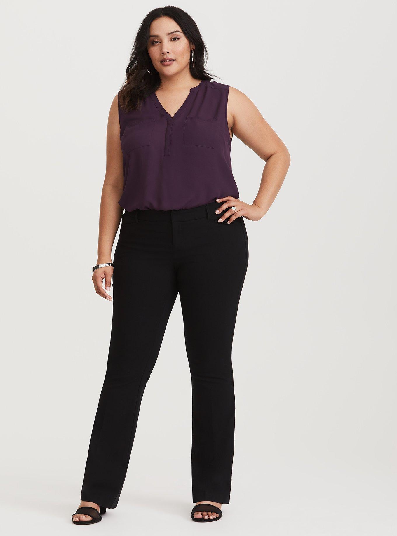 Plus Size Slim Flare Pant - Black Deluxe Stretch, BLACK, alternate