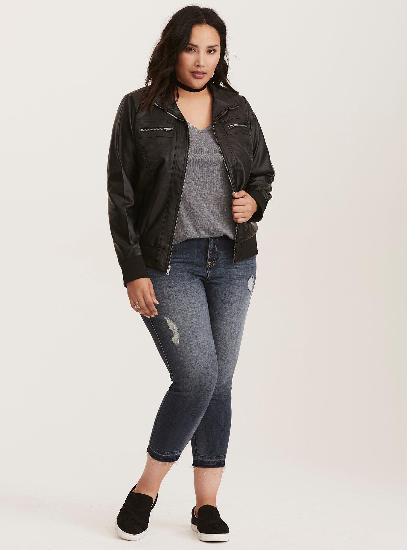 Plus Size - Faux Leather Bomber Jacket - Torrid