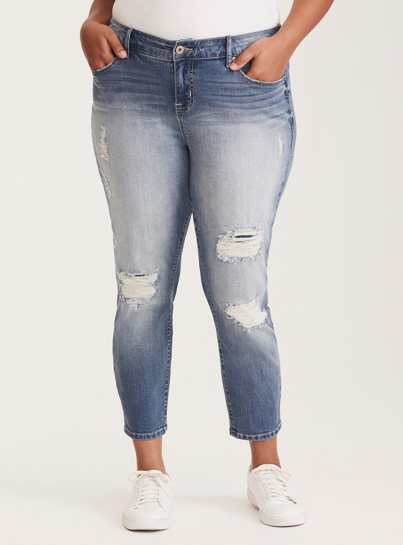 Plus Size Girlfriend Jean - Distressed Light Wash, APPRENTICE, alternate