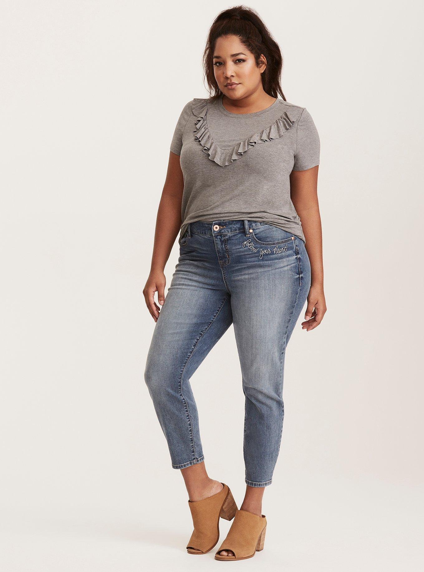 Heart Embellished Jeans - Light Wash