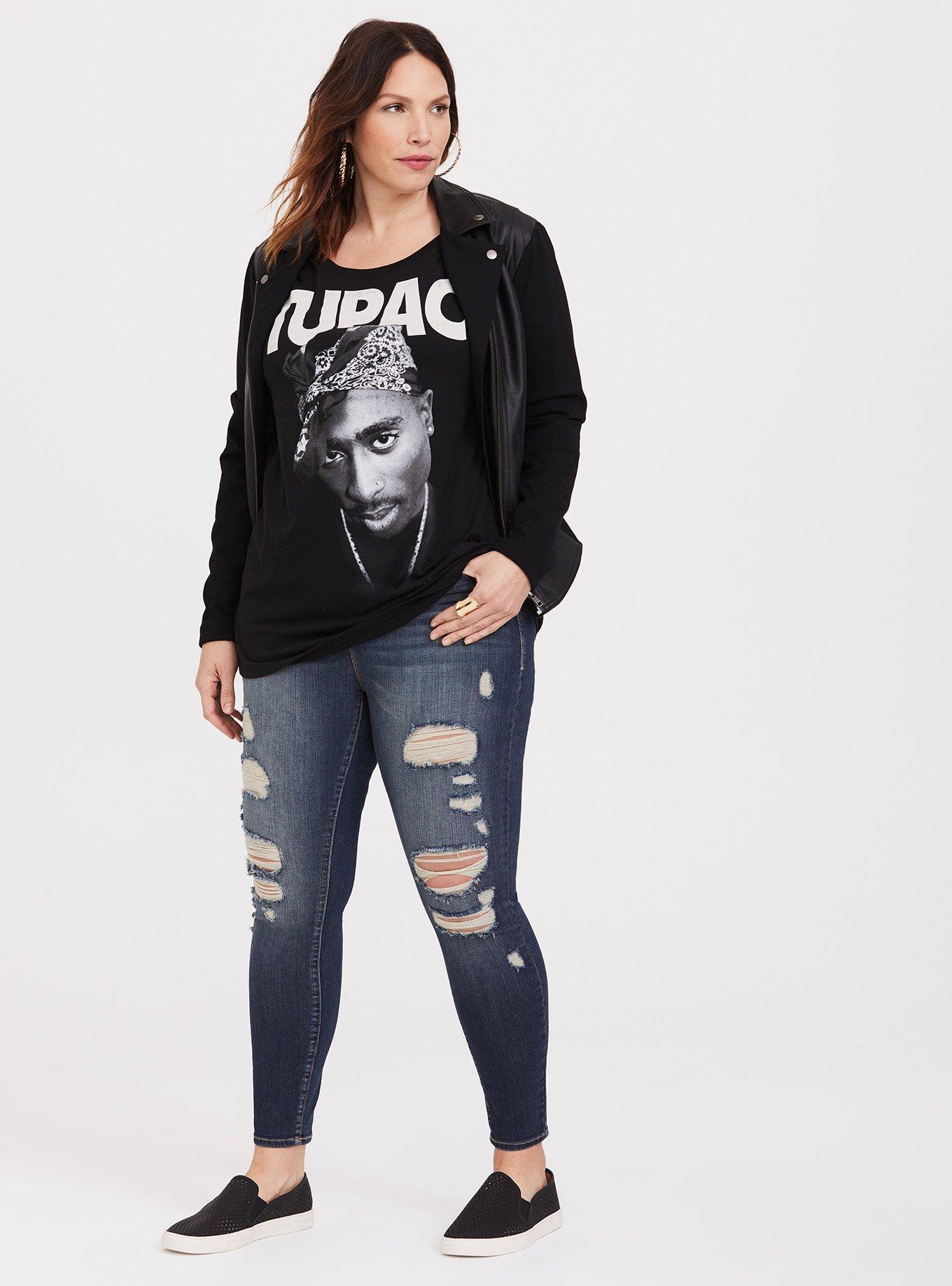Tupac Graphic Crew Neck Tee, DEEP BLACK, alternate