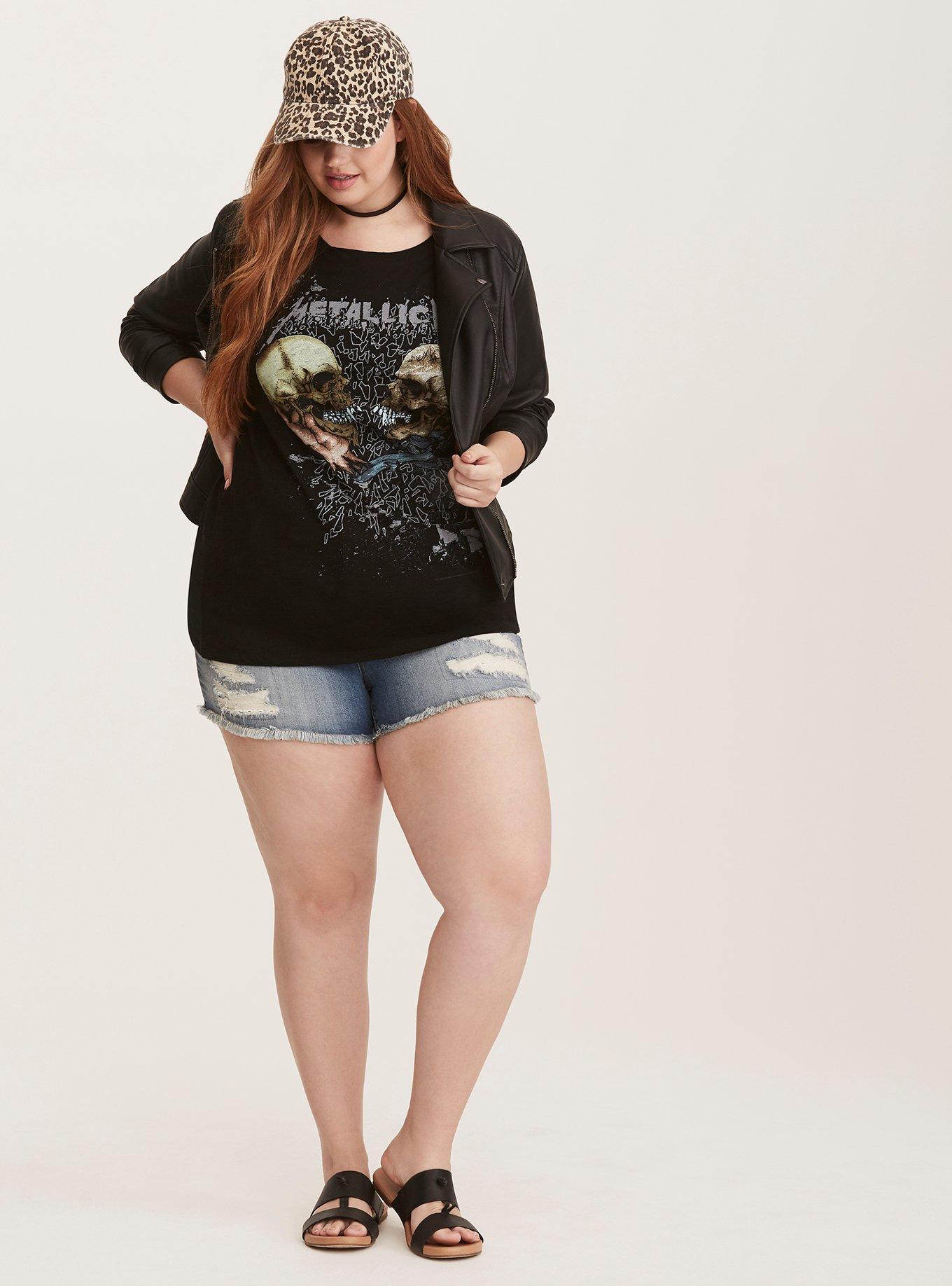 Plus Size Metallica Slim Fit Slub Tee, DEEP BLACK, alternate