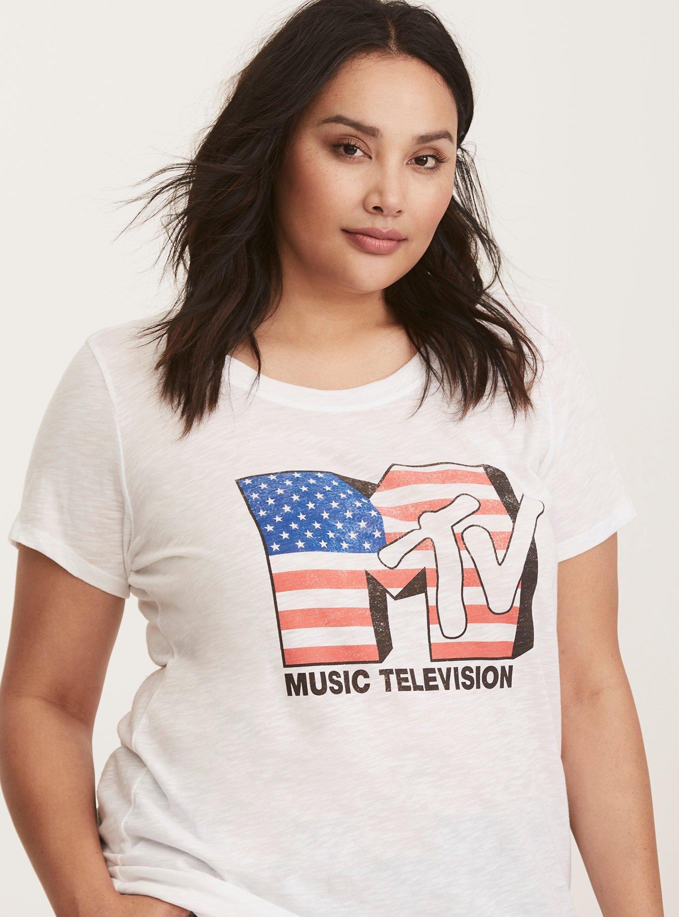 Plus Size MTV Americana Slub Fitted Tee, BRIGHT WHITE, alternate